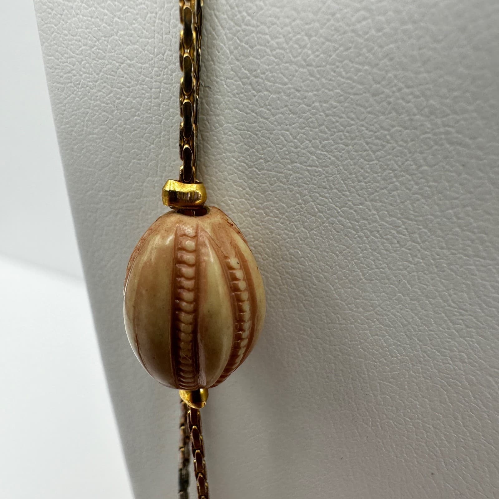 Vintage 80s Multi Strand Necklace Earth Tone Beads Gold Tone Women's Jewelry - Thumbnail 5