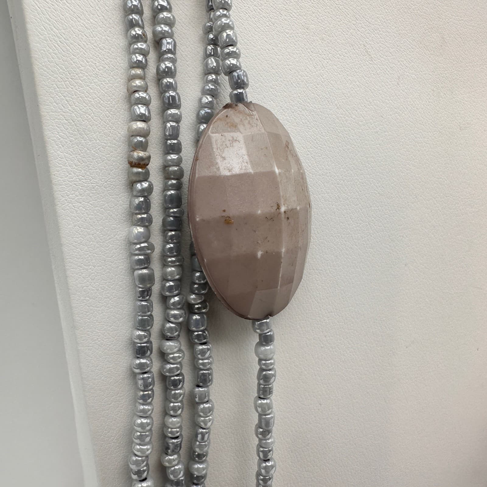 Vintage 80s Multi-Strand Long Beaded Statement Necklace Pink Accents Jewelry - Thumbnail 2