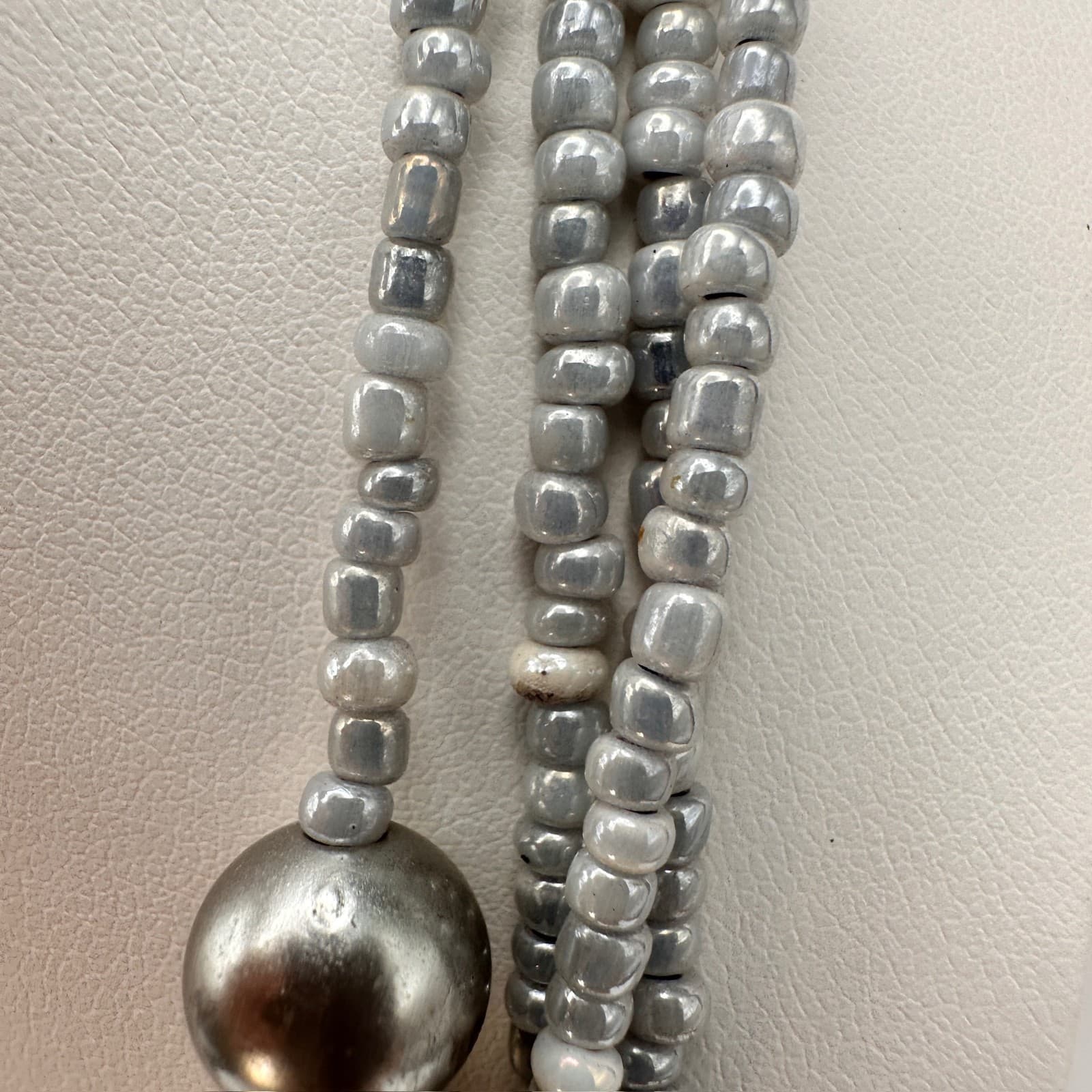 Vintage 80s Multi-Strand Long Beaded Statement Necklace Pink Accents Jewelry - Thumbnail 12