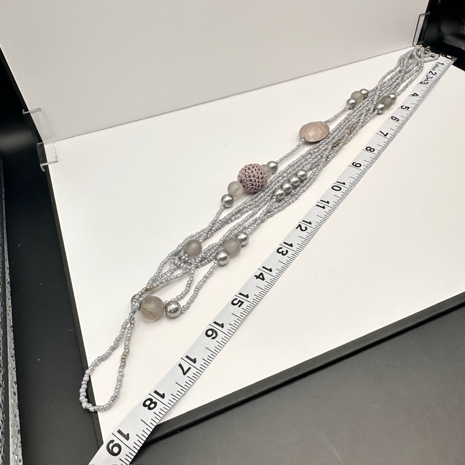 Vintage 80s Multi-Strand Long Beaded Statement Necklace Pink Accents Jewelry - Thumbnail 16