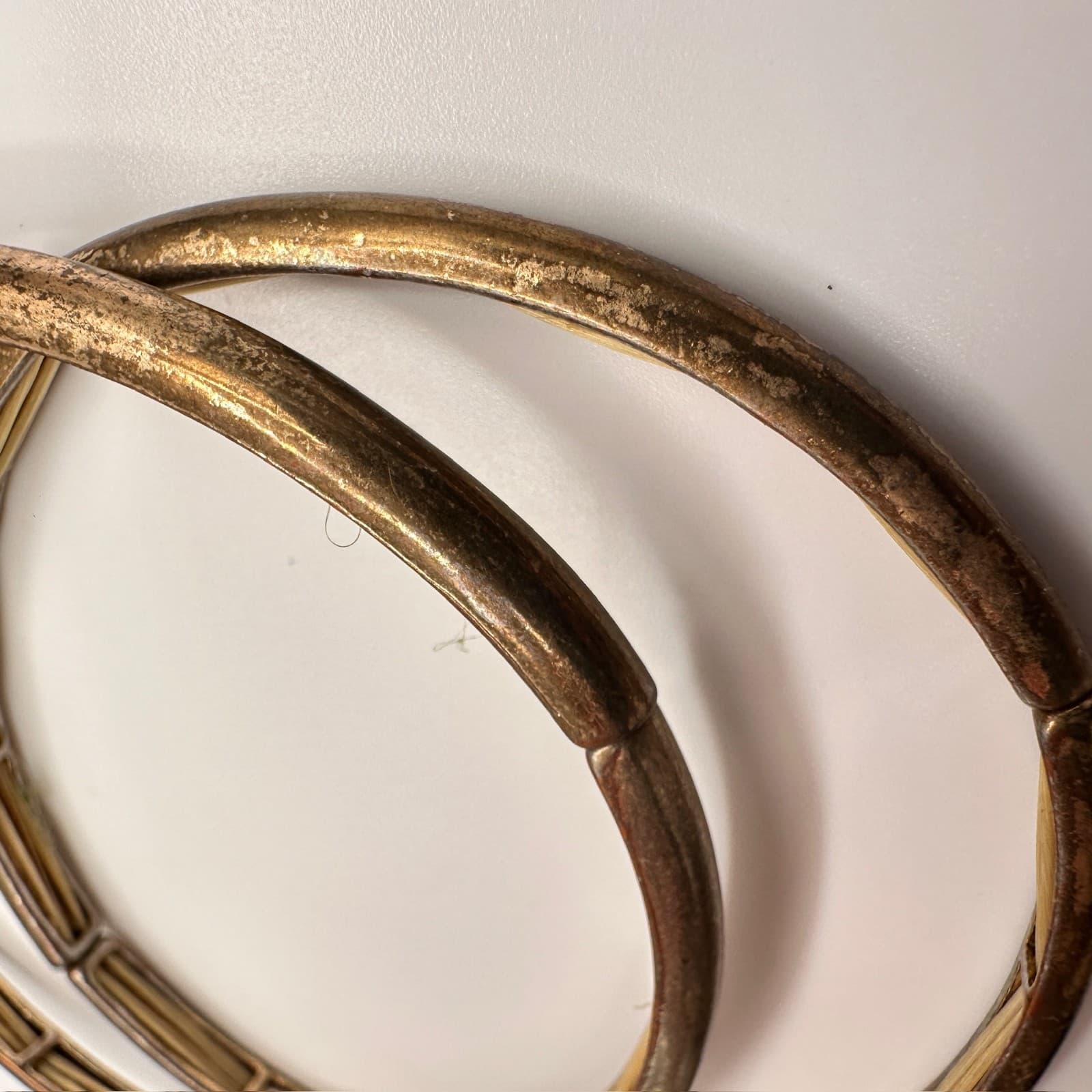 Vintage Gold Tone Stretch Bangles Set Textured Minimalist Bracelets - Thumbnail 6