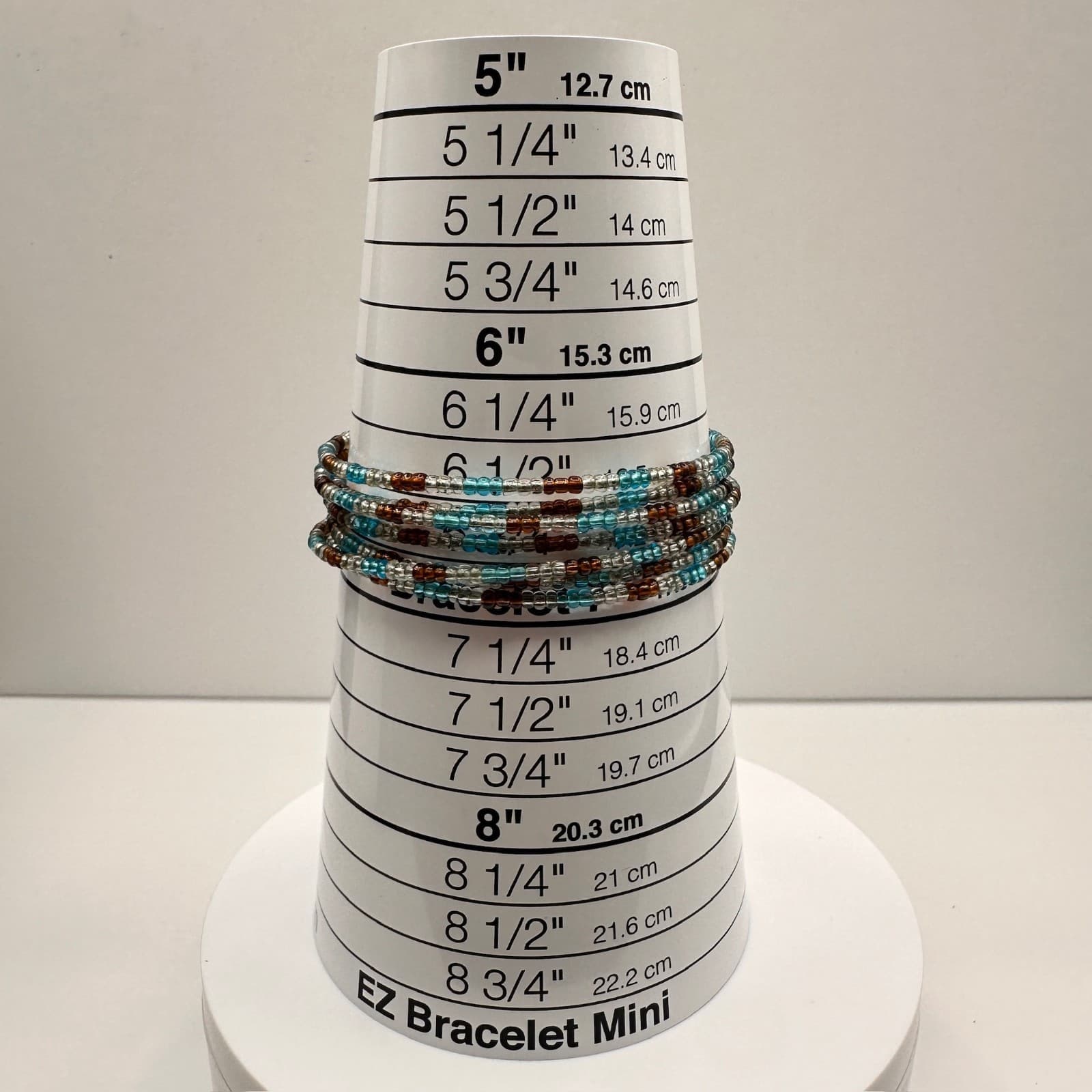 Vintage 90s Multi Strand Glass Bead Bracelet Blue Brown Clear Boho Jewelry - Thumbnail 9