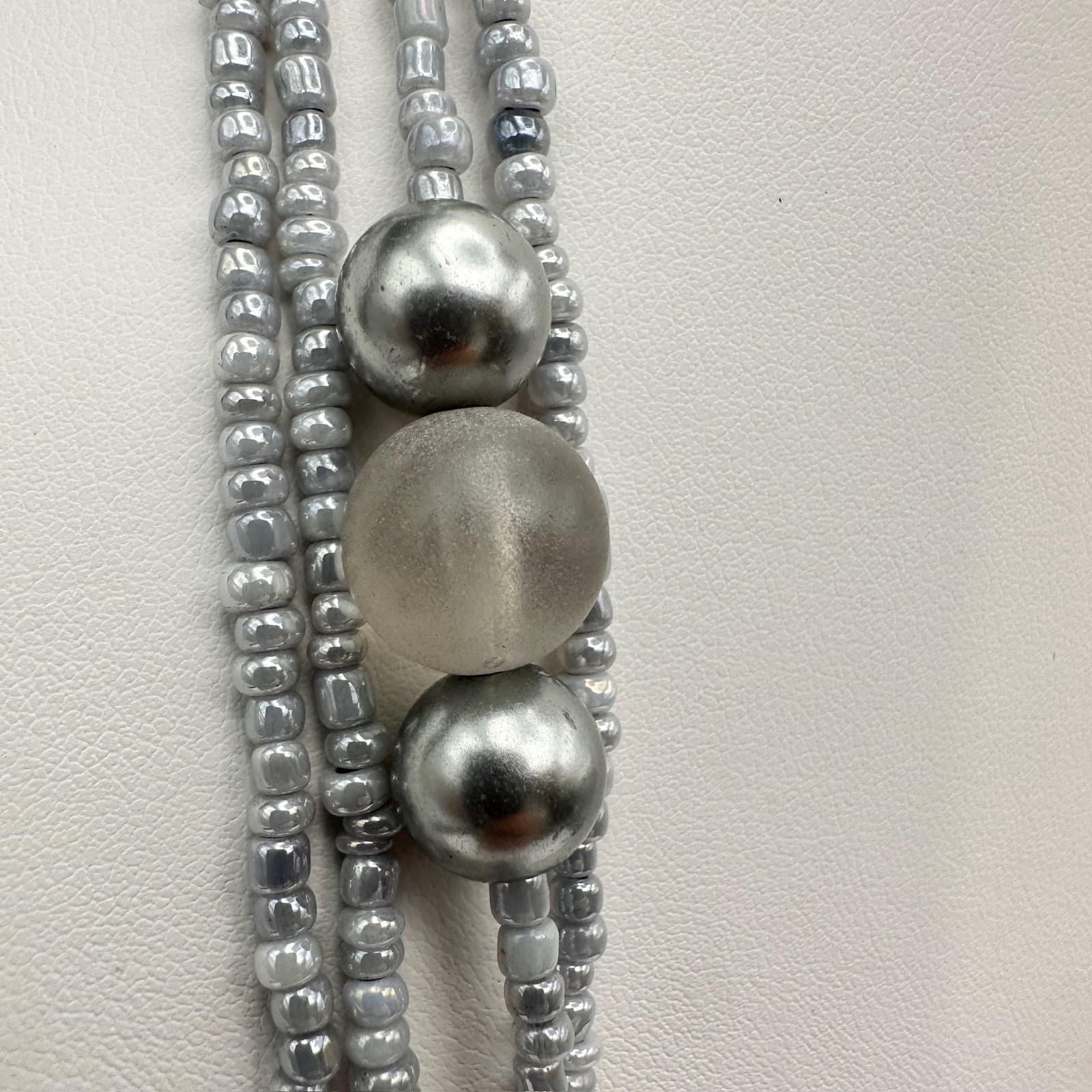 Vintage 80s Multi-Strand Long Beaded Statement Necklace Pink Accents Jewelry - Thumbnail 3