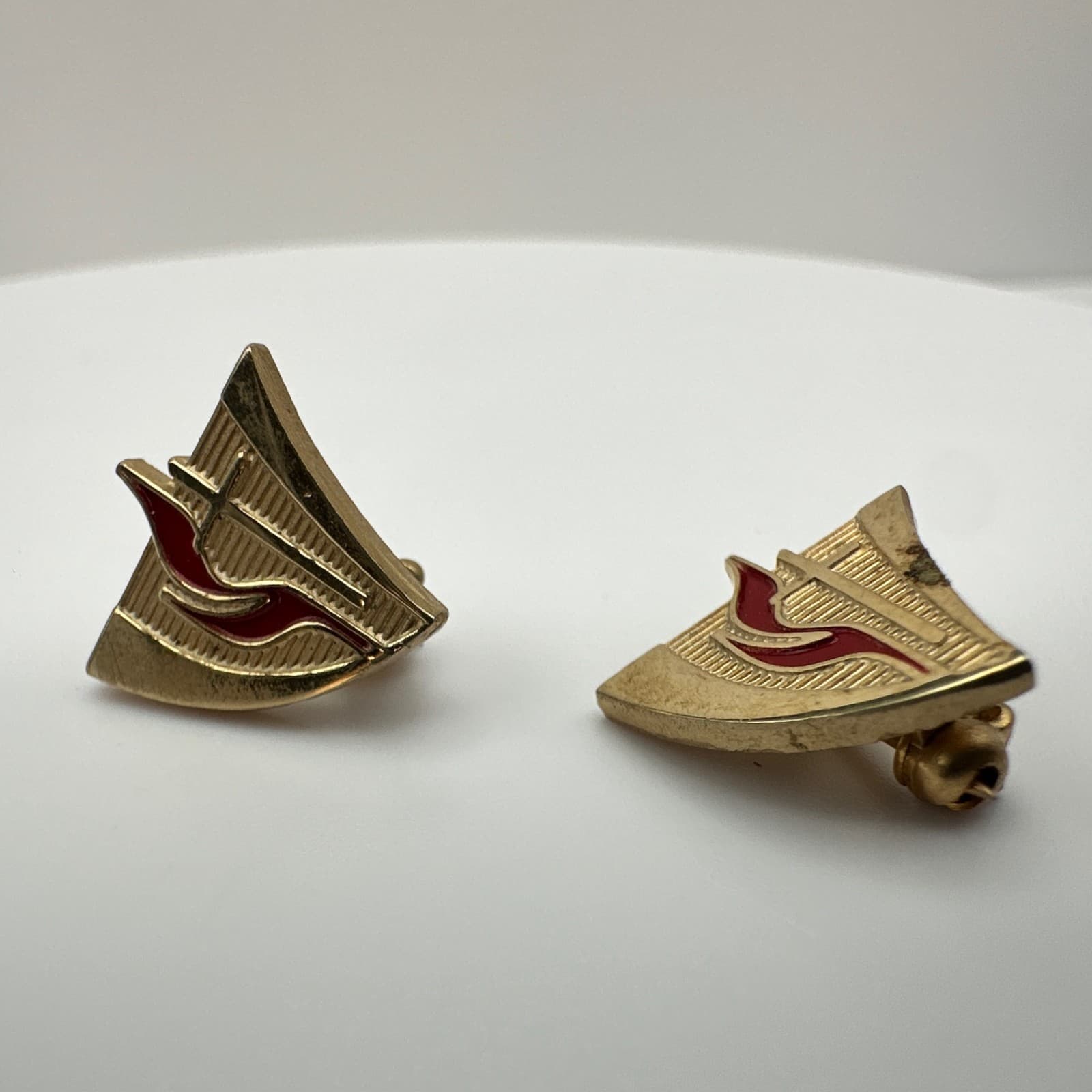 Vintage 80s United Methodist Church Cross & Flame Logo Gold Lapel Pin Jewelry - Thumbnail 2