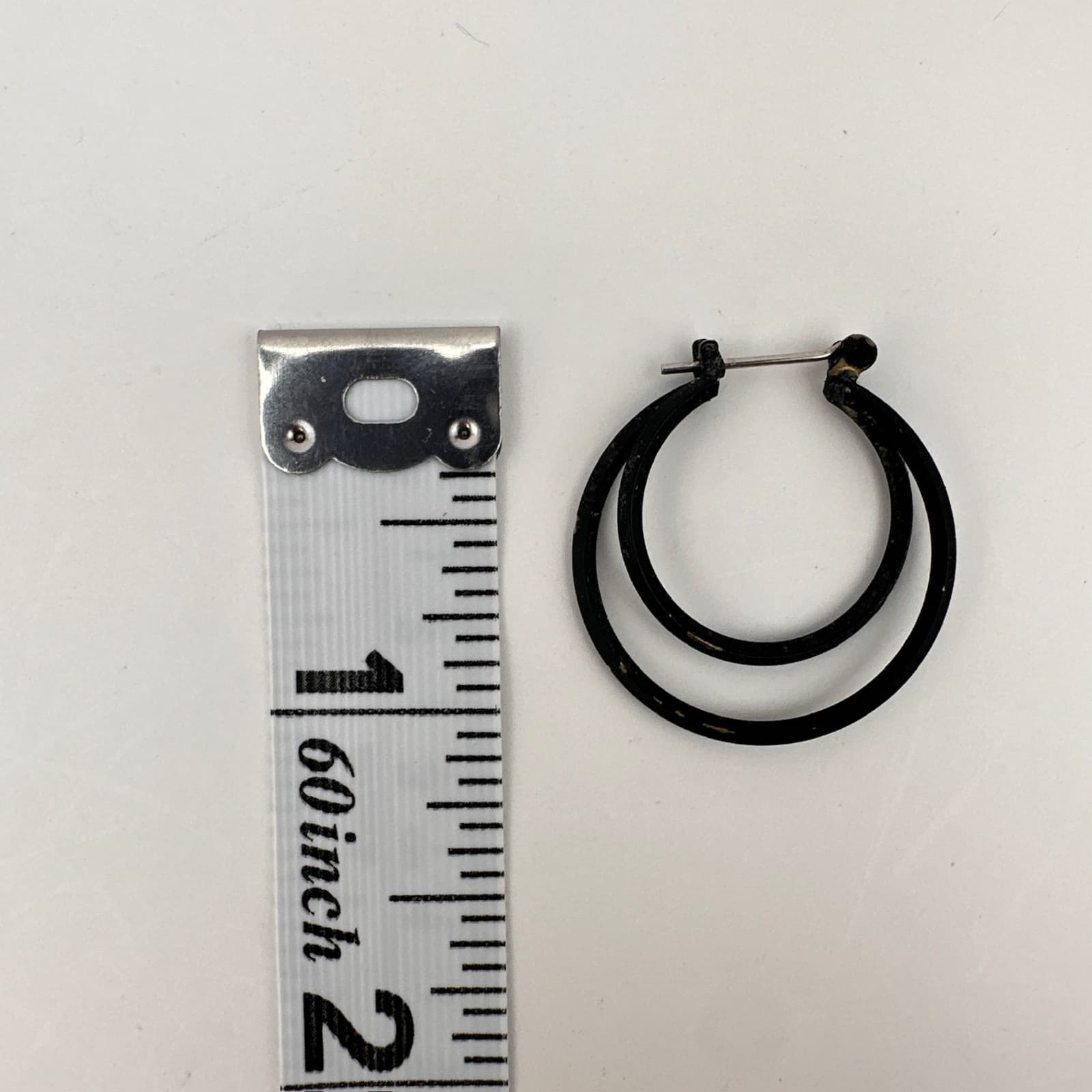 Vintage 90s Black Abstract Intertwined Dangle Hoop Earrings Post Back Jewelry - Thumbnail 9