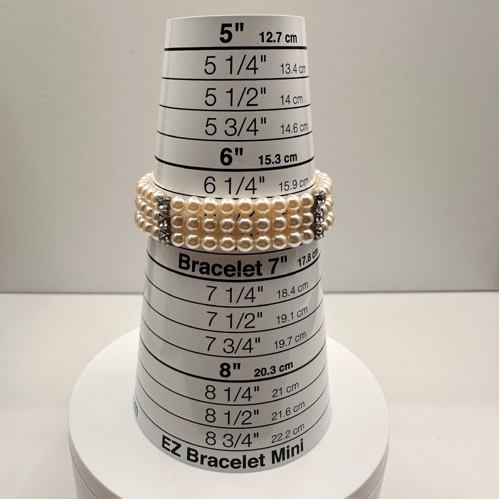 Vintage Y2K Pearl Beaded Bracelet Rhinestone Accent Triple Strand Jewelry - Thumbnail 8