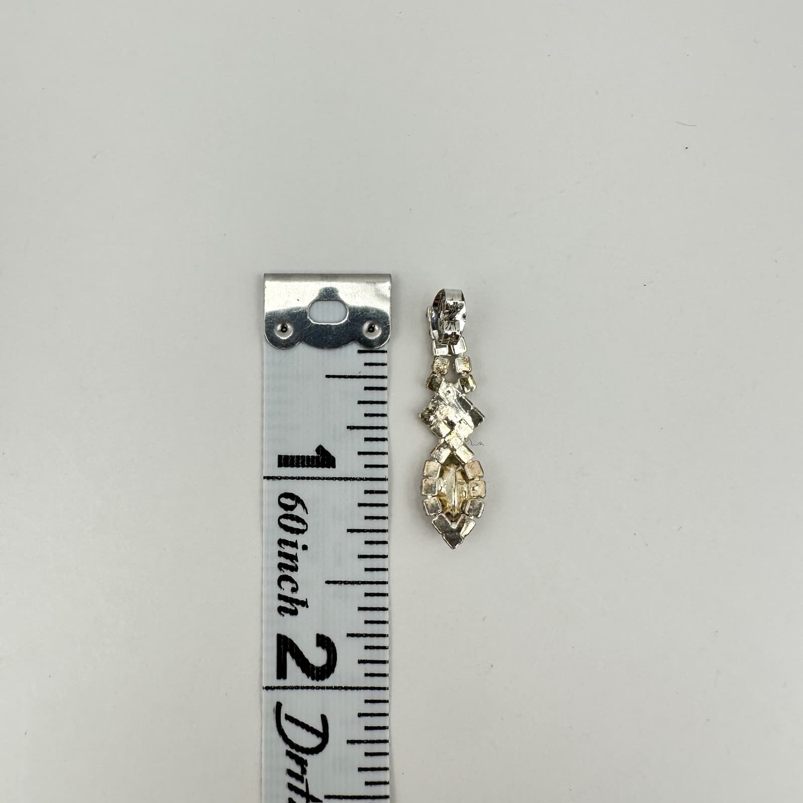 Vintage 80s Silver Tone Jewelry Black Marquise Crystal Rhinestone Drop Earrings - Thumbnail 12