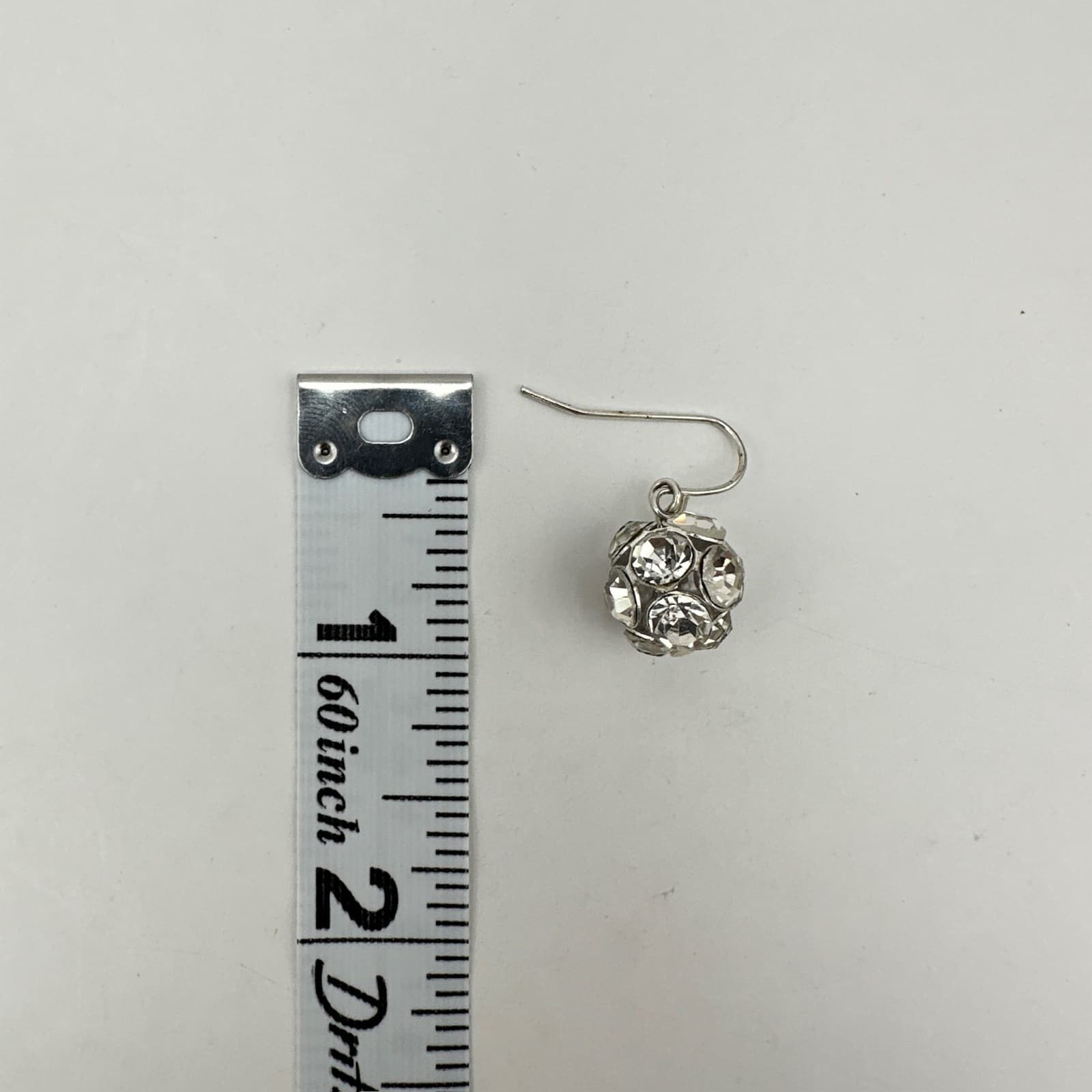 Vintage 90s Crystal Rhinestone Ball Dangle Earrings Silver Tone Hooks Jewelry - Thumbnail 13
