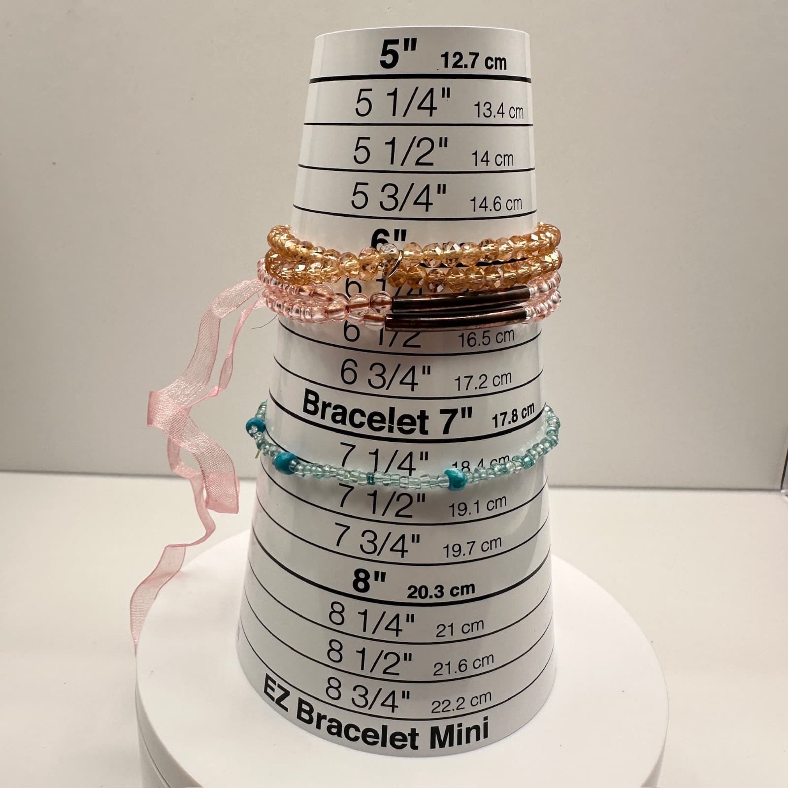 Vintage 90s Beaded Bracelet Set Pink Blue Crystal Beads Gold Tone Accents - Thumbnail 13