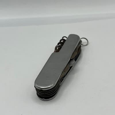 Vintage Stainless Steel Multi-Tool Pocket Knife Folding Utility Knife Corkscrew - Thumbnail 2