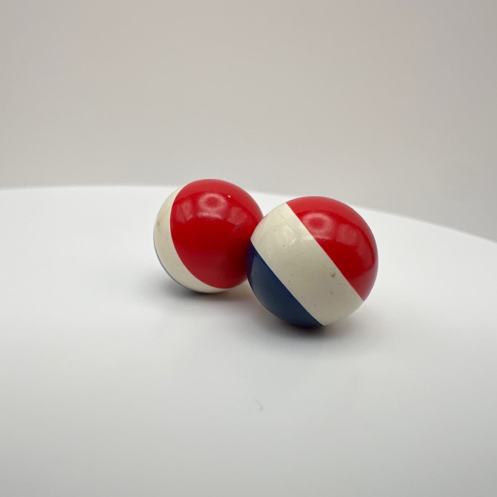 Vintage 90s Red White Blue Striped Round Mod Button Stud Earrings Jewelry - Thumbnail 10