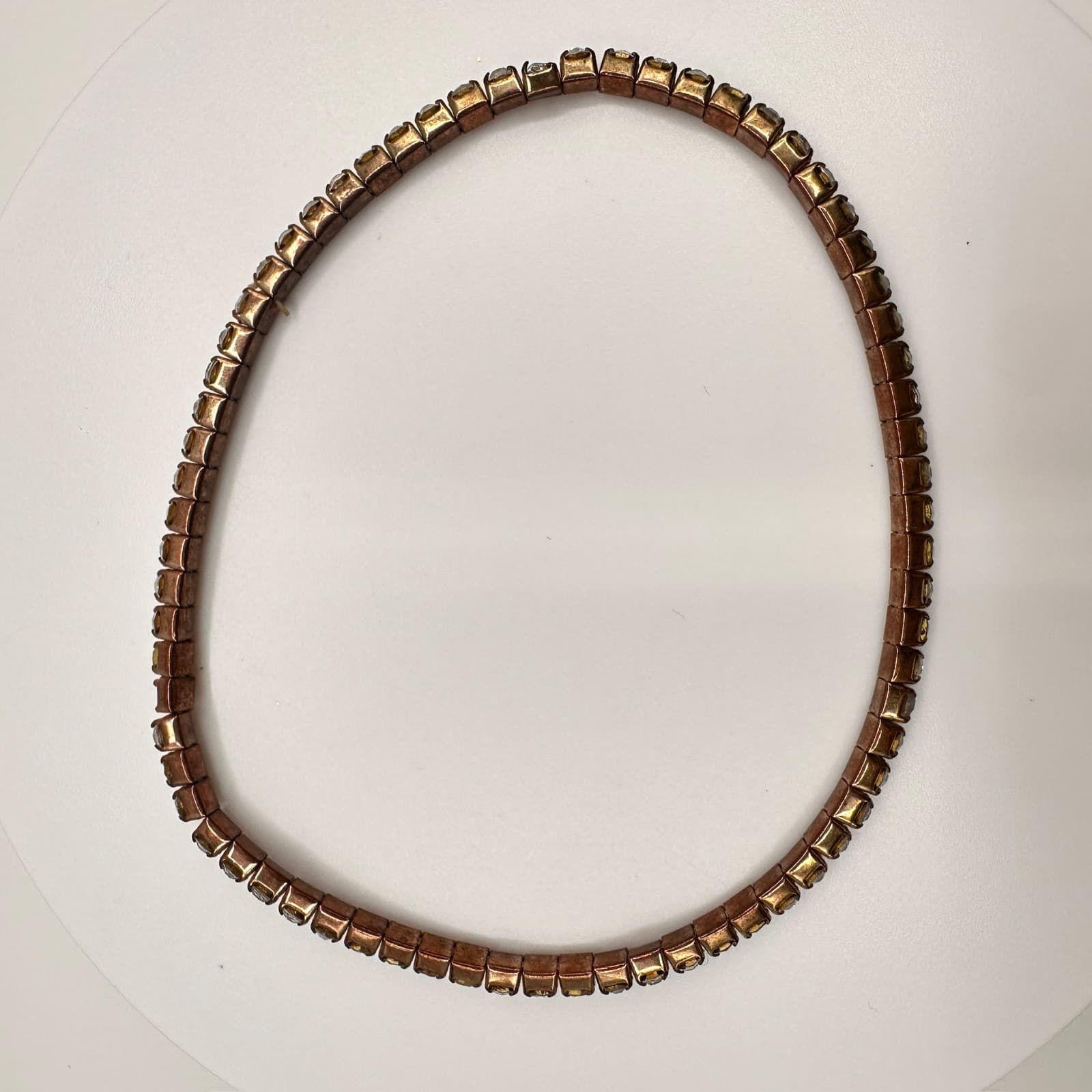 Vintage 90s Gold Tone Clear Rhinestone Tennis Bracelet Sparkly Statement Jewelry - Thumbnail 6