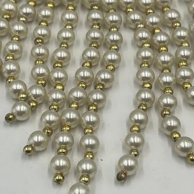 Vintage 2pc Faux Pearl Hair Barrette Set Waterfall Fringe Drape Beaded Wedding - Thumbnail 4