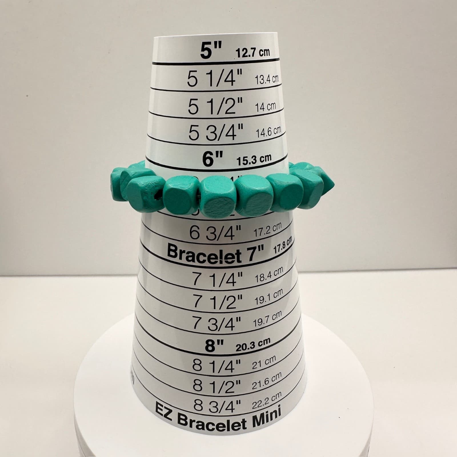 Vintage 90s Green Wooden Cube Bead Stretch Bracelet Boho Handmade Jewelry - Thumbnail 8