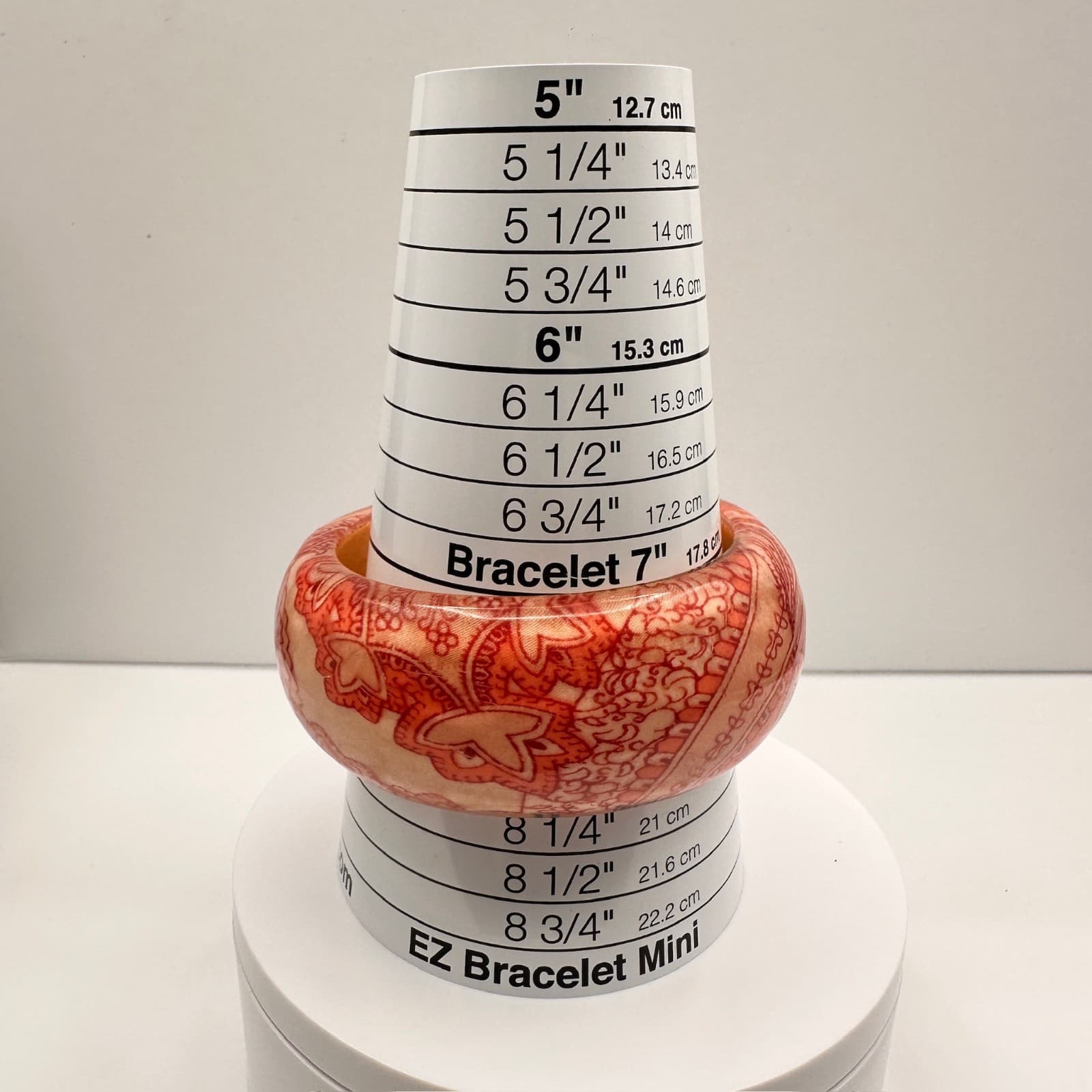 Vintage 90s Paisley Decoupage Wooden Bangle Bracelet Wide Statement Jewelry - Thumbnail 11