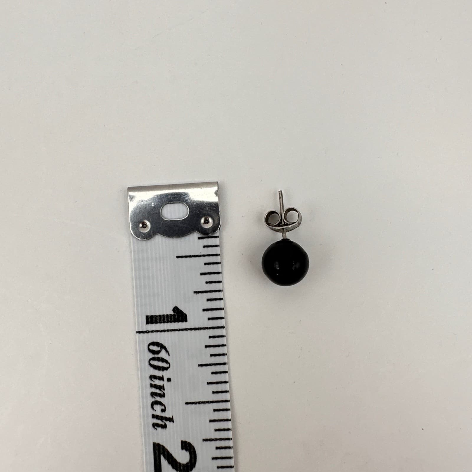 Vintage 90s Round Black Onyx Ball Stud Earrings Silver tone Posts Jewelry - Thumbnail 9