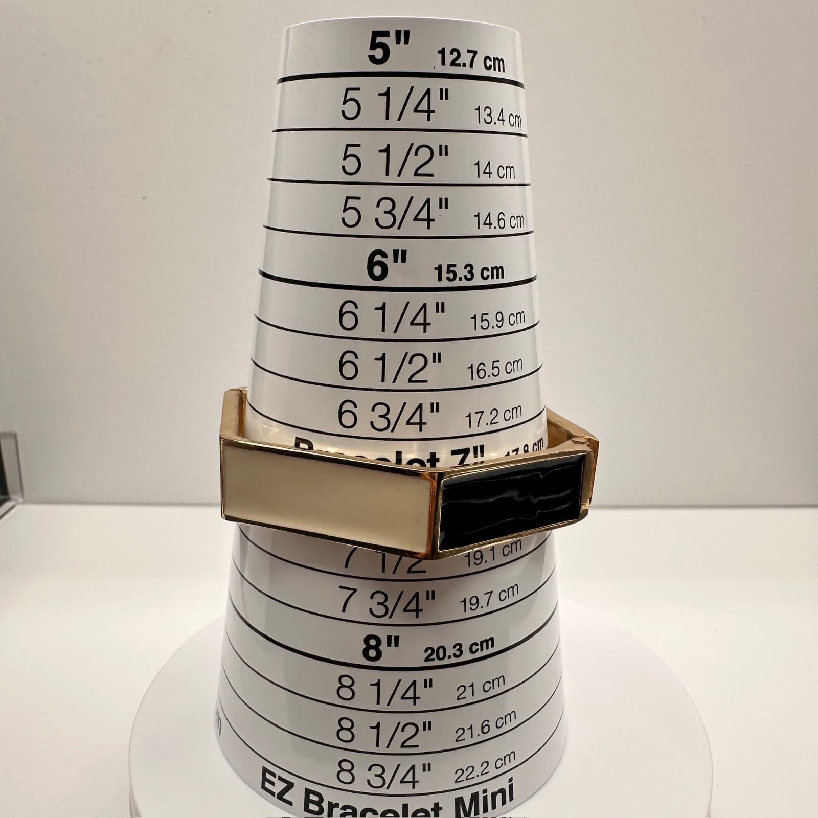 Vintage Y2K Hexagon Bangle Bracelet Gold Tone Black & Cream Enamel Statement - Thumbnail 12