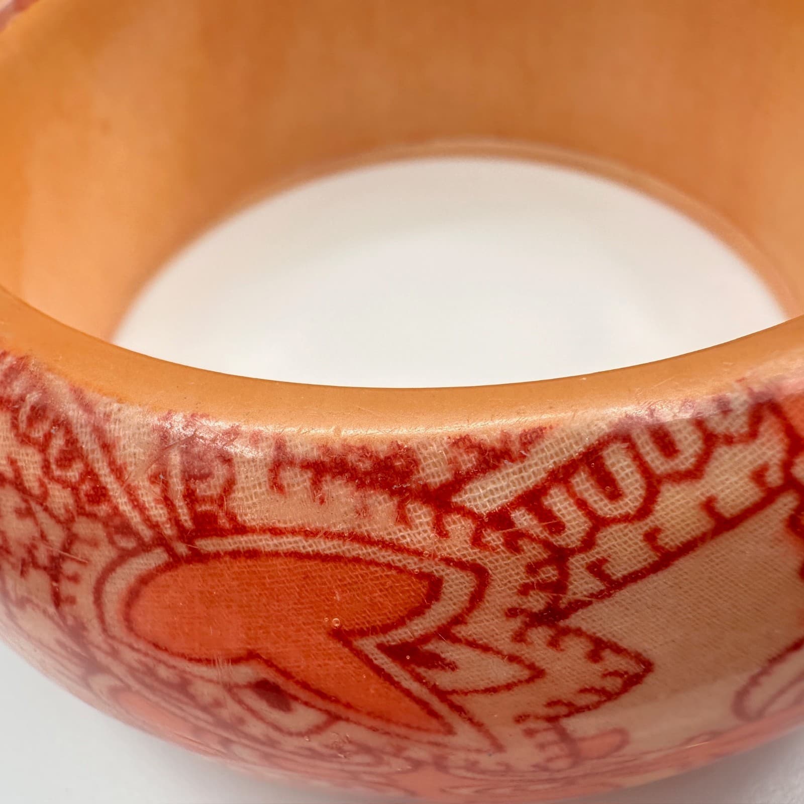 Vintage 90s Paisley Decoupage Wooden Bangle Bracelet Wide Statement Jewelry - Thumbnail 9