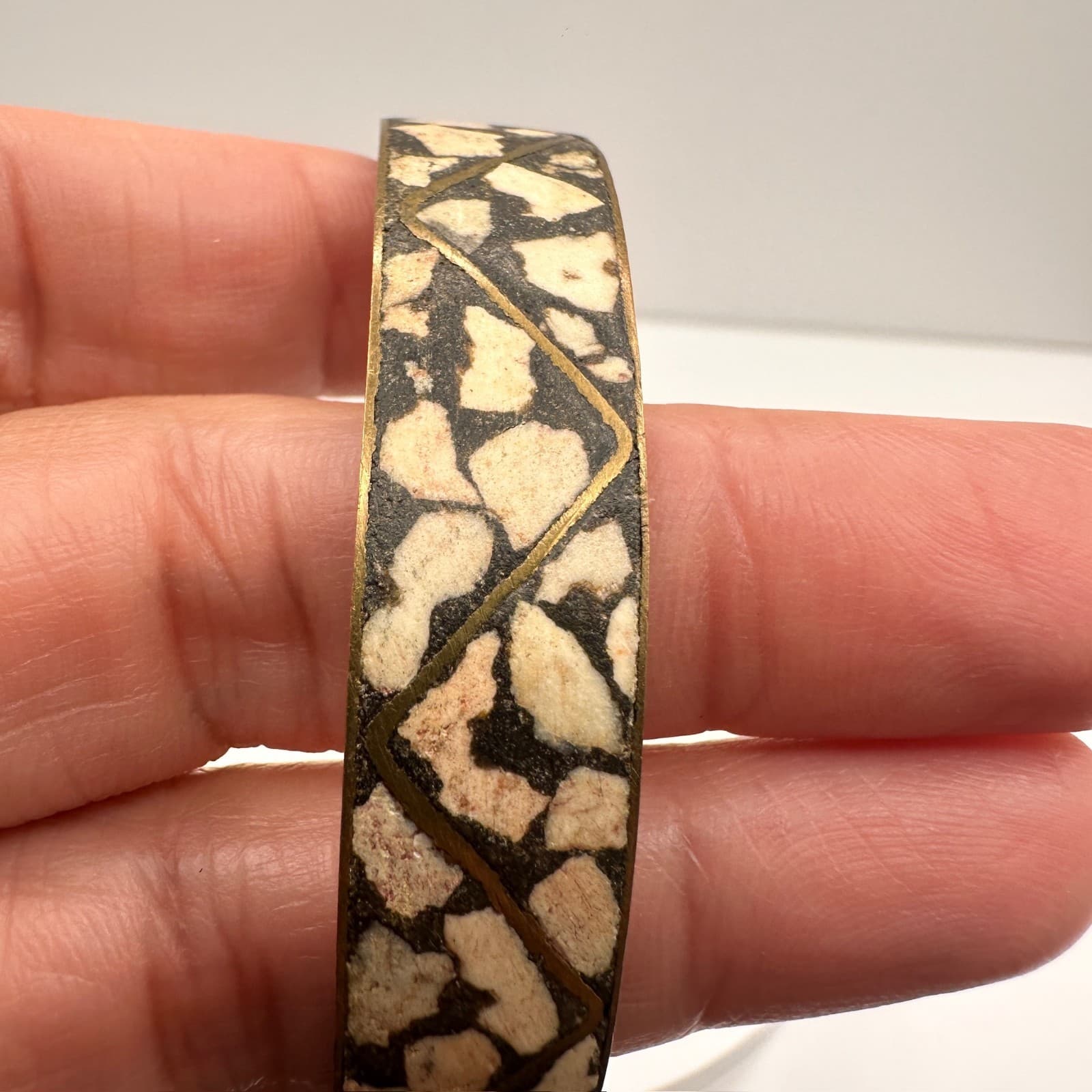 Vintage 90s Brass Tone Bracelet Boho Geometric Women's Classic Fashion Jewelry - Thumbnail 7