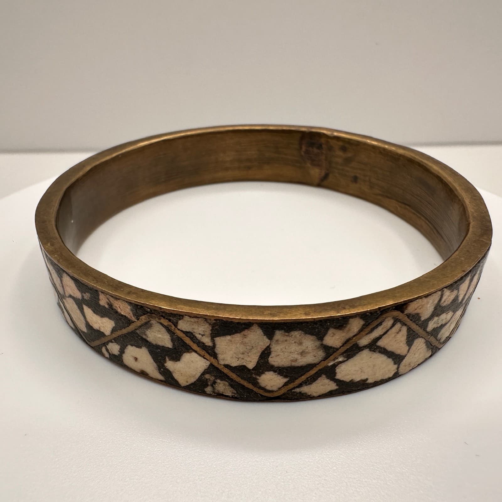 Vintage 90s Brass Tone Bracelet Boho Geometric Women's Classic Fashion Jewelry - Thumbnail 2