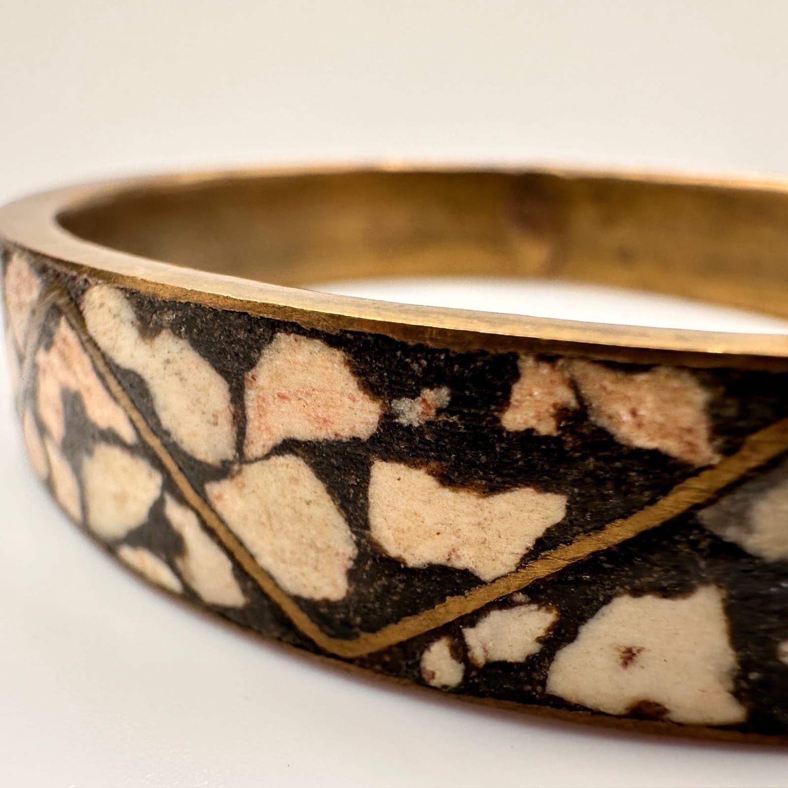 Vintage 90s Brass Tone Bracelet Boho Geometric Women's Classic Fashion Jewelry - Thumbnail 4