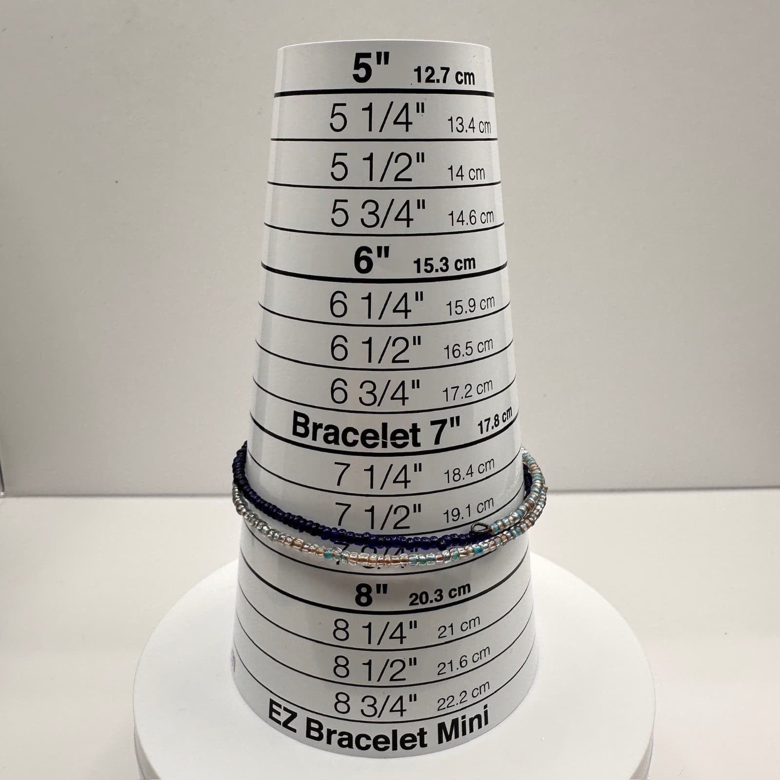 Vintage 90s Beaded Bracelet Blue Clear Glass Seed Beads Boho Jewelry - Thumbnail 9