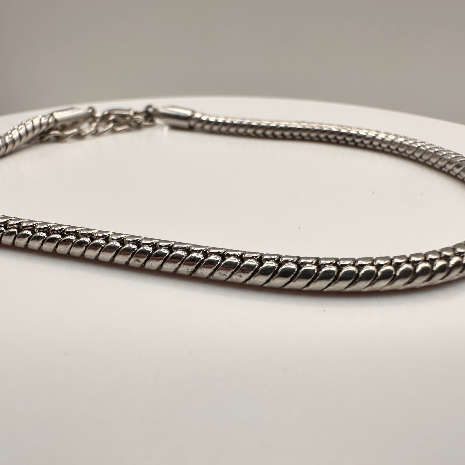 Vintage Silver Tone Snake Chain Bracelet Adjustable Minimalist Classic Jewelry - Thumbnail 3