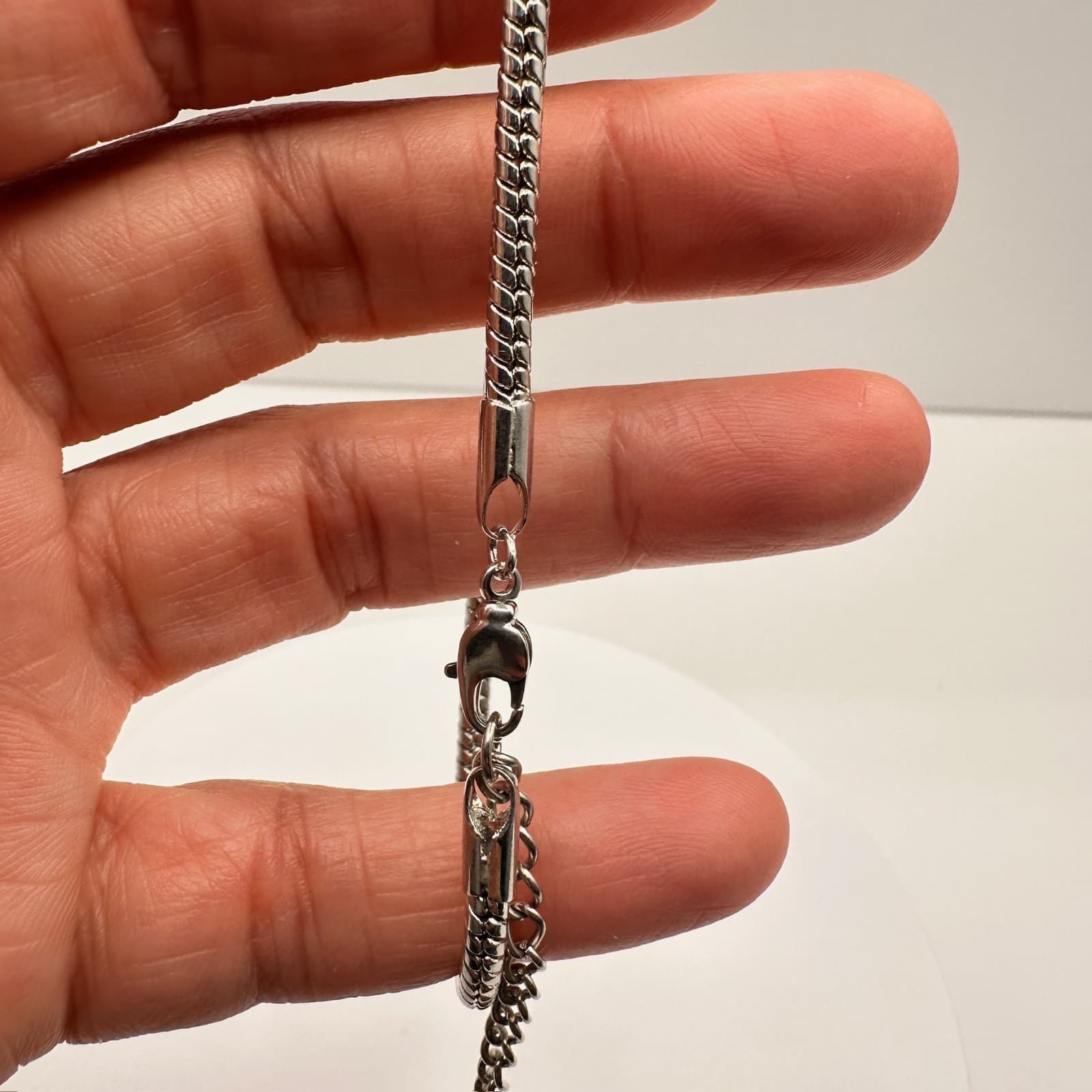 Vintage Silver Tone Snake Chain Bracelet Adjustable Minimalist Classic Jewelry - Thumbnail 7