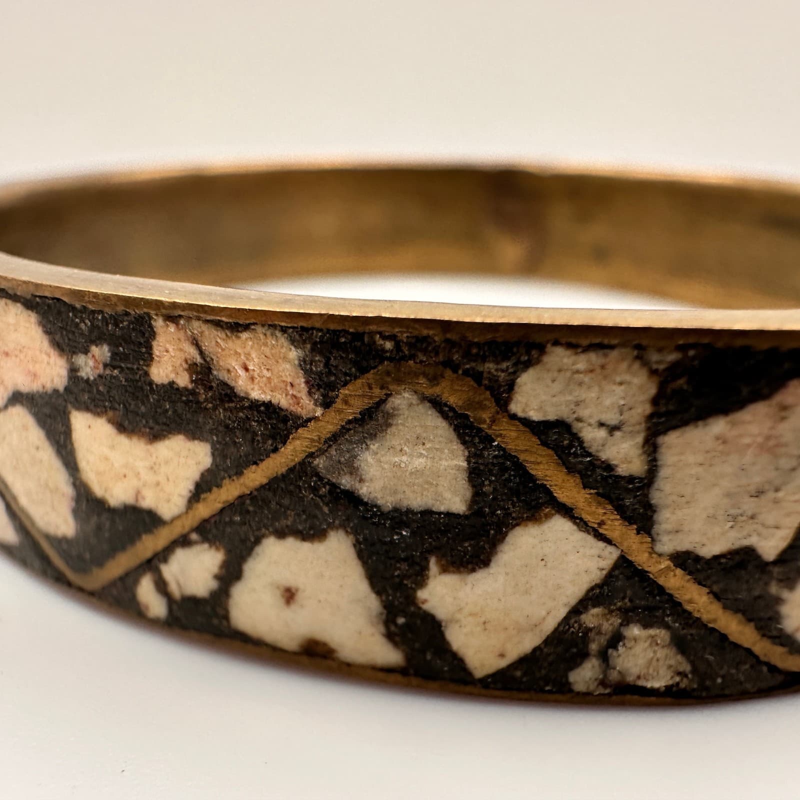 Vintage 90s Brass Tone Bracelet Boho Geometric Women's Classic Fashion Jewelry - Thumbnail 3