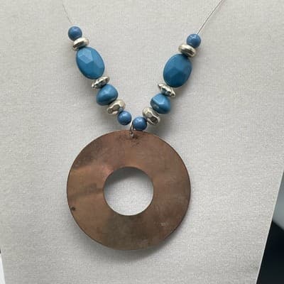 Vintage Silver-Tone Chain Lobster Teal Pendant Statement Coordinating Beaded - Thumbnail 11