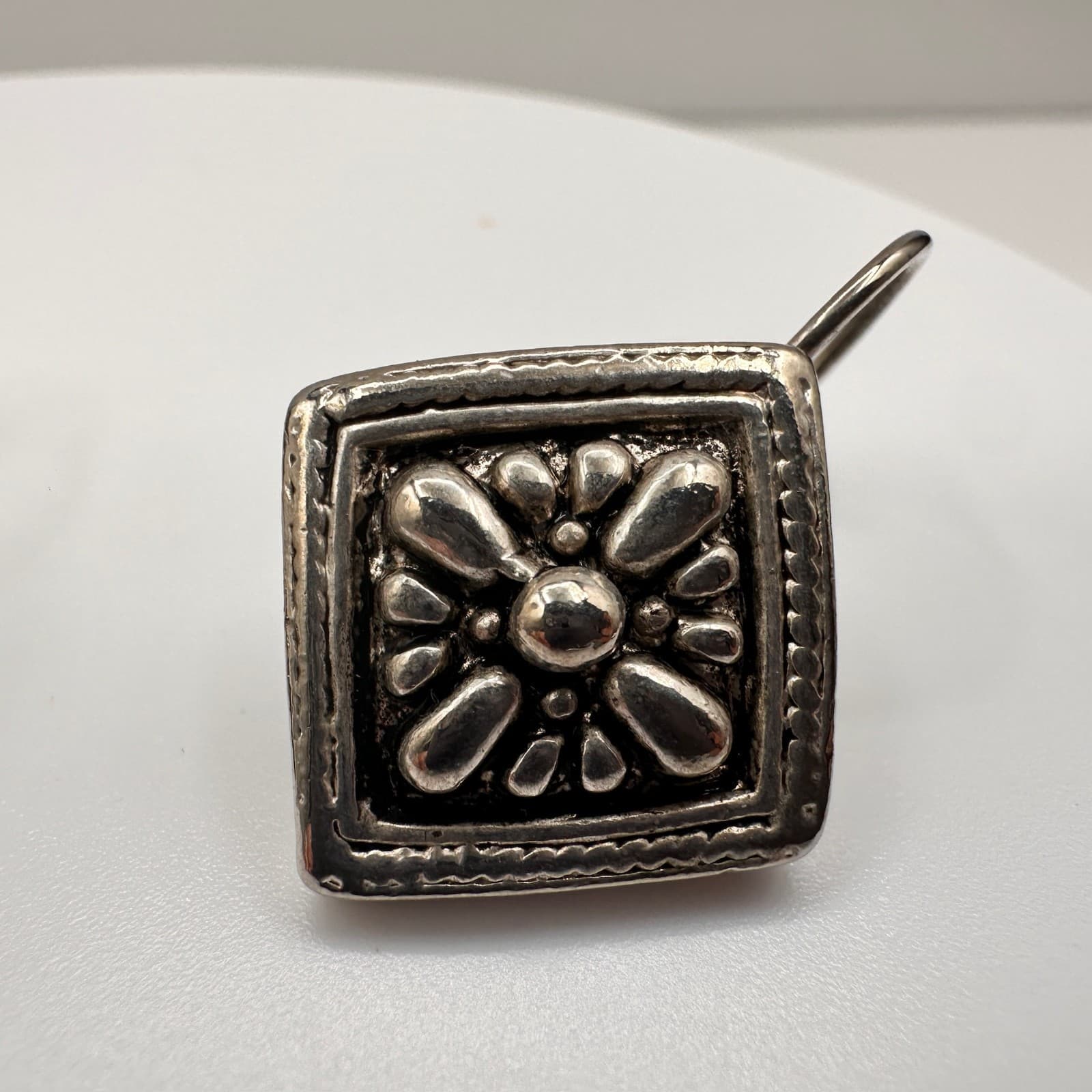 Vintage 90s Silver Tone Statement Chandelier & Floral Post Earrings Lot Jewelry - Thumbnail 5