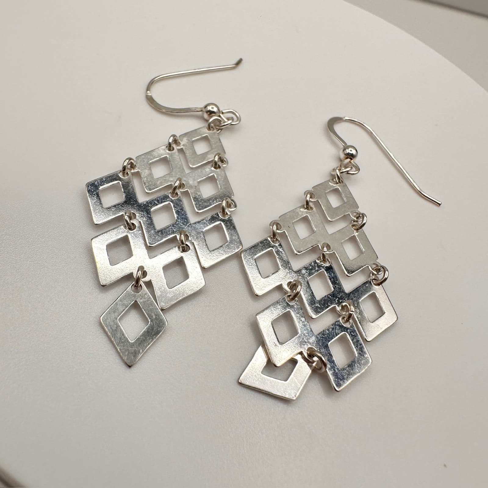 Vintage 90s Silver Tone Statement Chandelier & Floral Post Earrings Lot Jewelry - Thumbnail 20