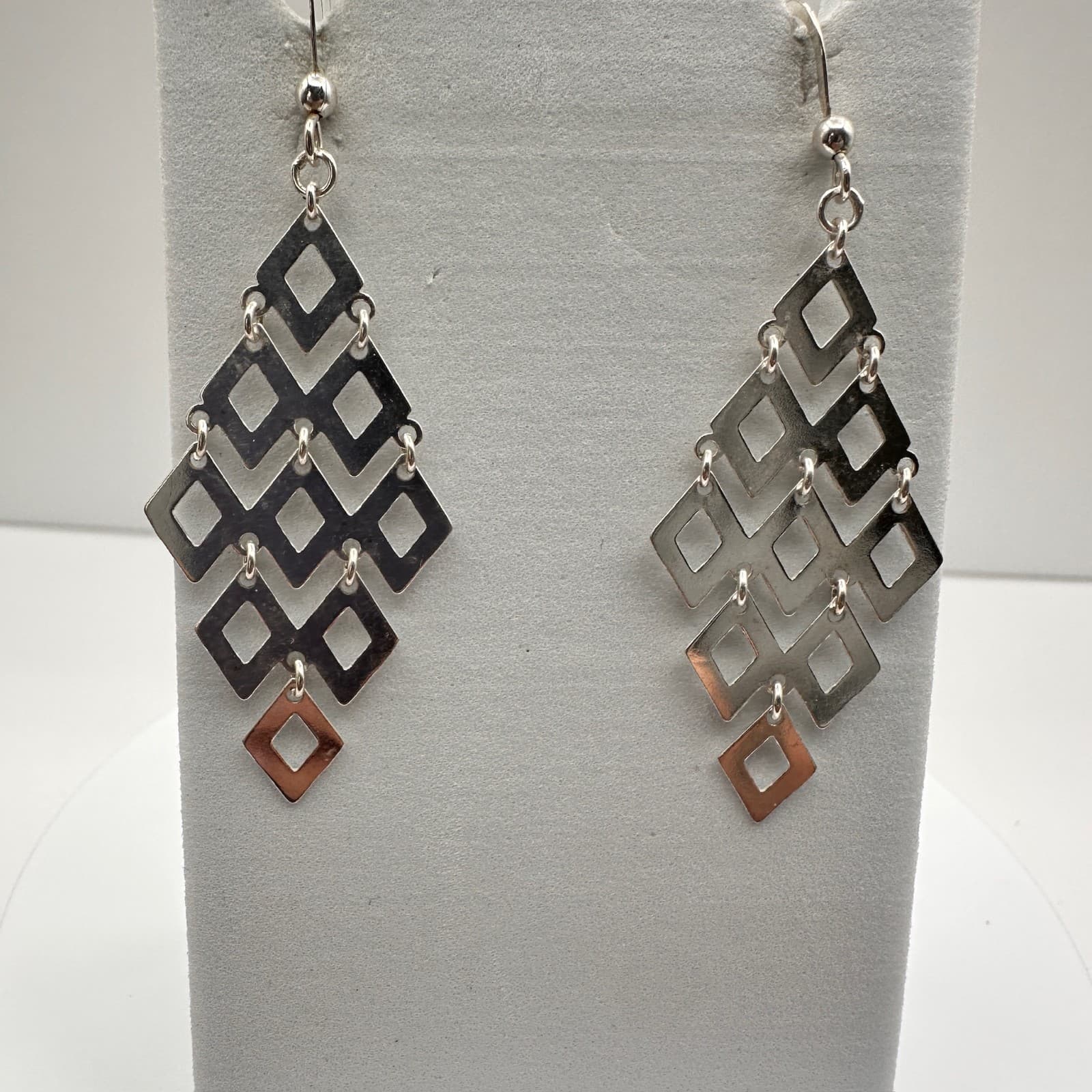 Vintage 90s Silver Tone Statement Chandelier & Floral Post Earrings Lot Jewelry - Thumbnail 17