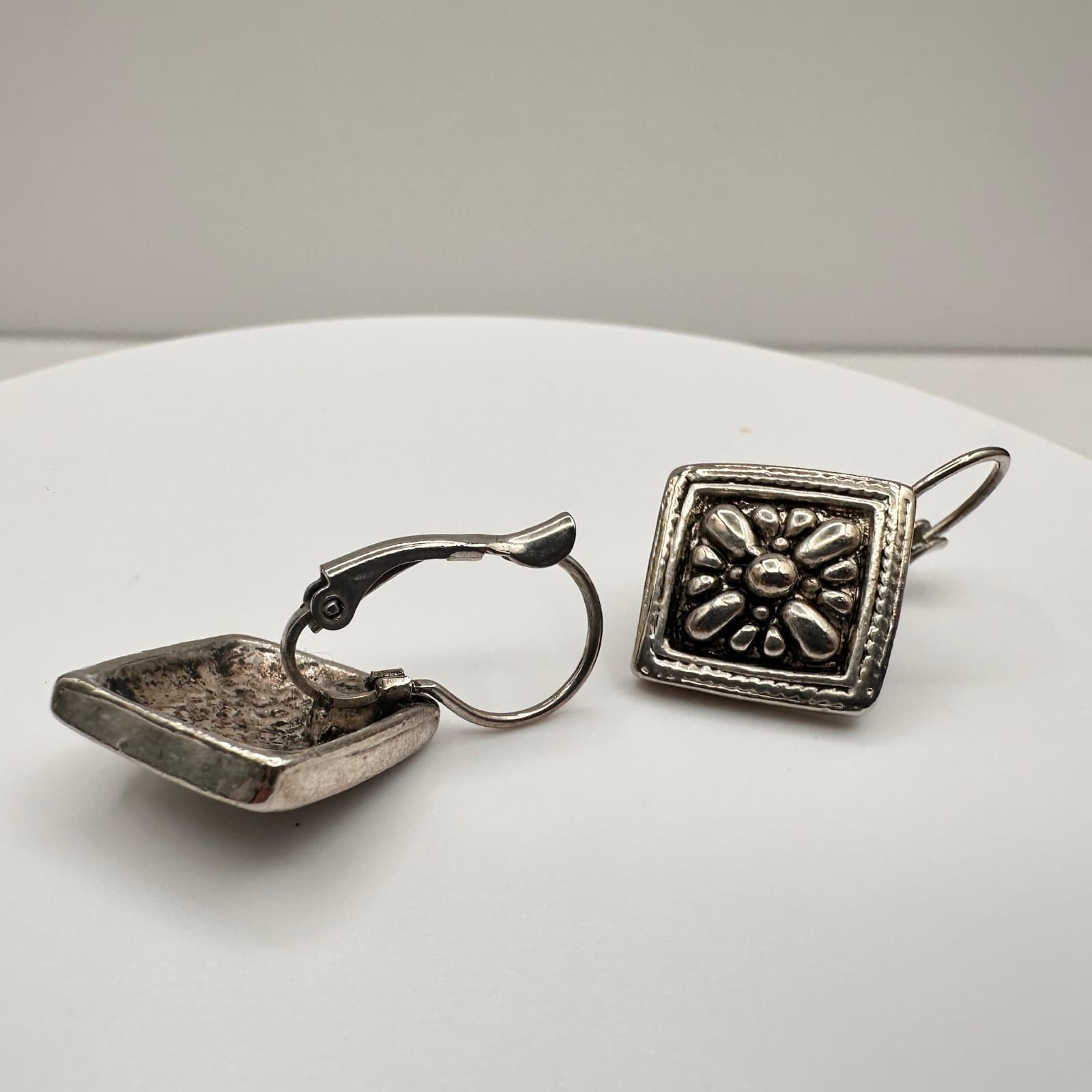 Vintage 90s Silver Tone Statement Chandelier & Floral Post Earrings Lot Jewelry - Thumbnail 6