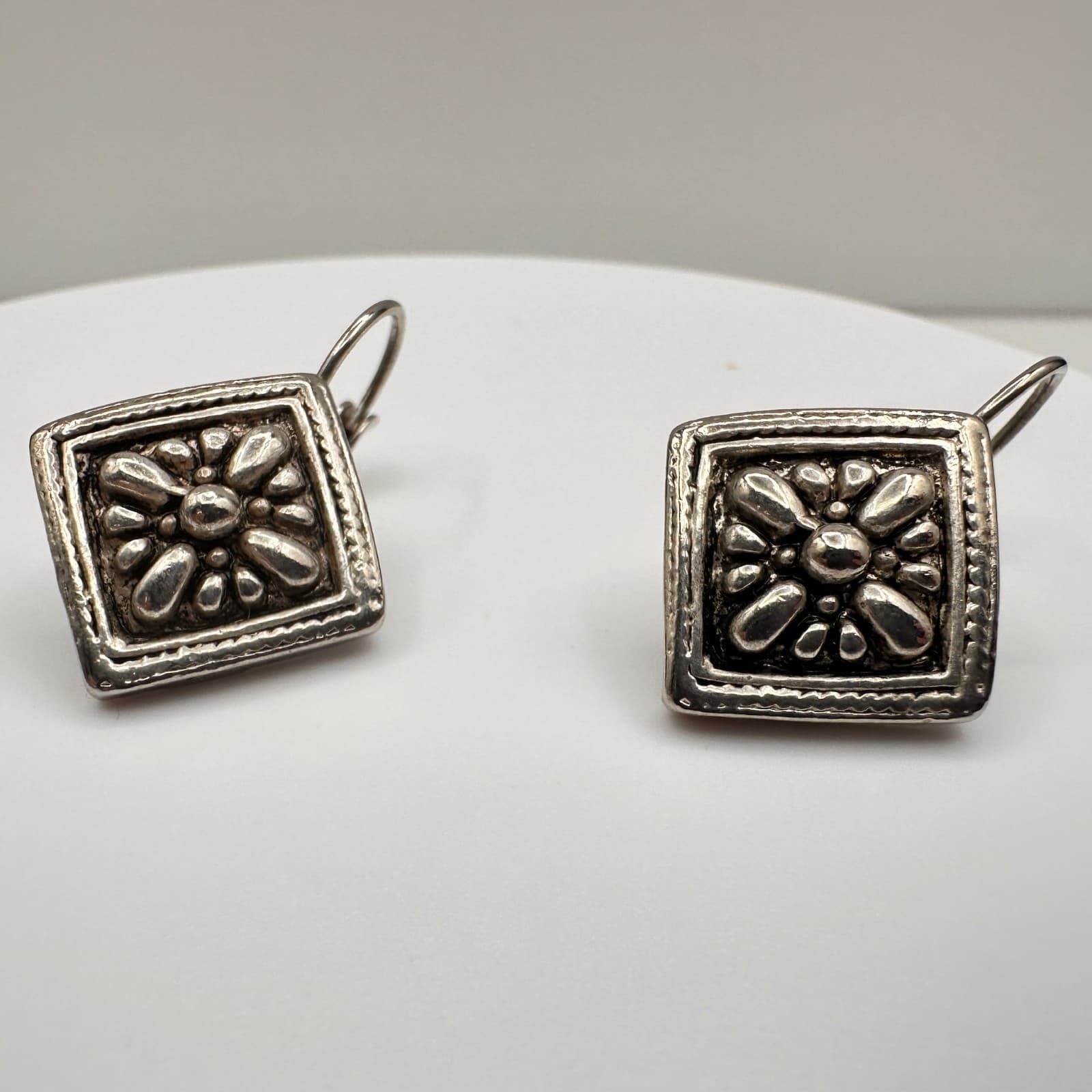 Vintage 90s Silver Tone Statement Chandelier & Floral Post Earrings Lot Jewelry - Thumbnail 3