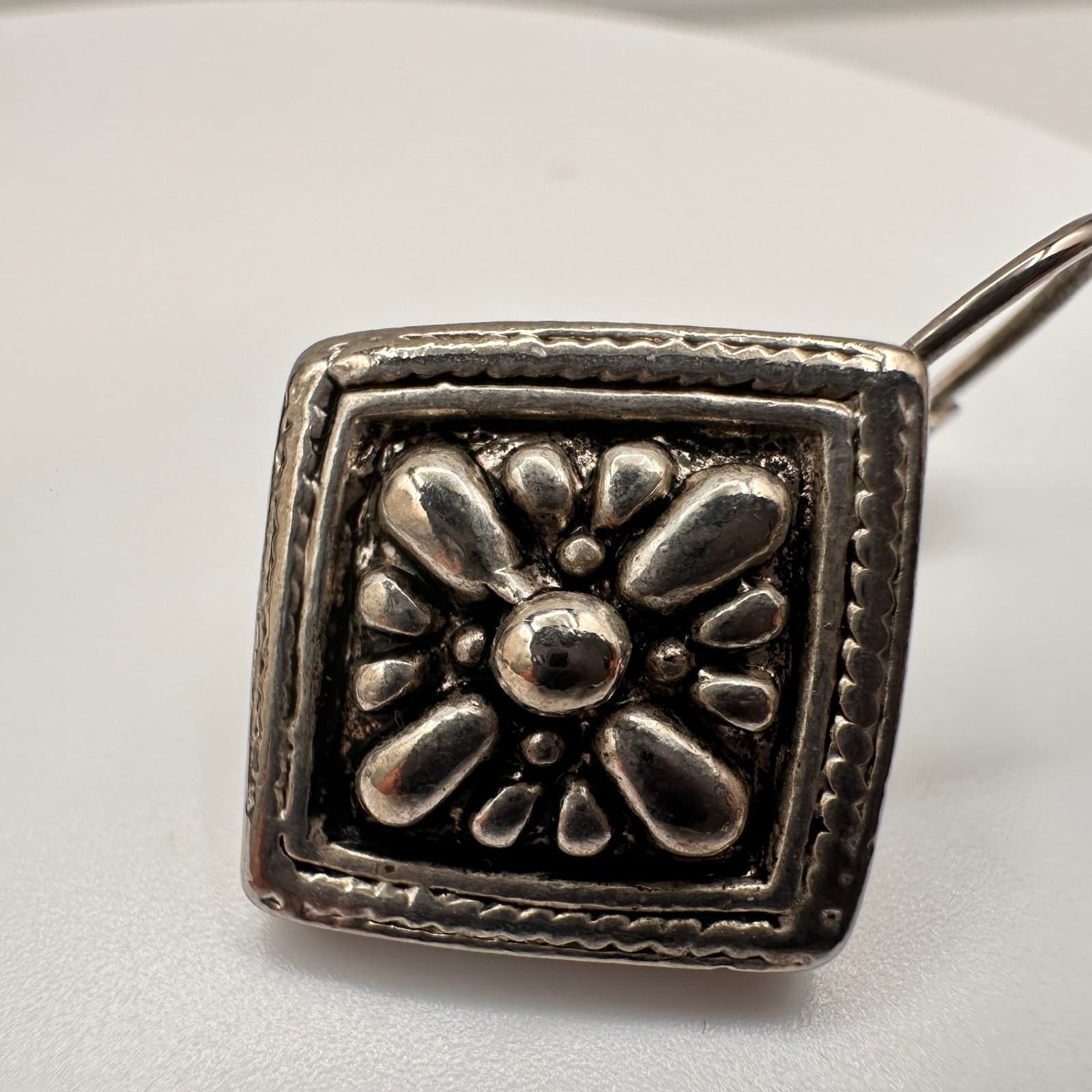 Vintage 90s Silver Tone Statement Chandelier & Floral Post Earrings Lot Jewelry - Thumbnail 8