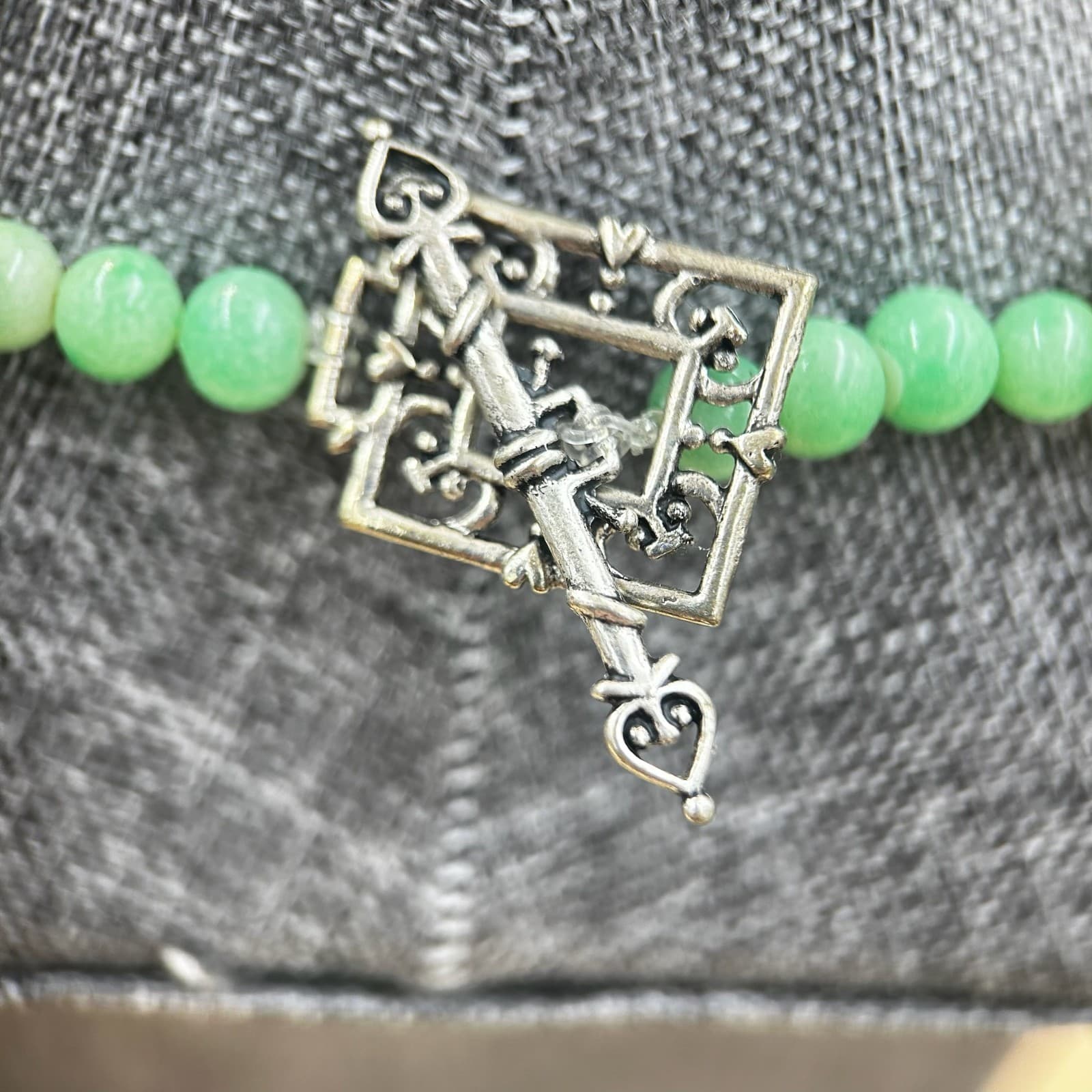 Vintage Green Polka Dot Beaded Necklace Retro Statement Fashion Jewelry 38'' - Thumbnail 7