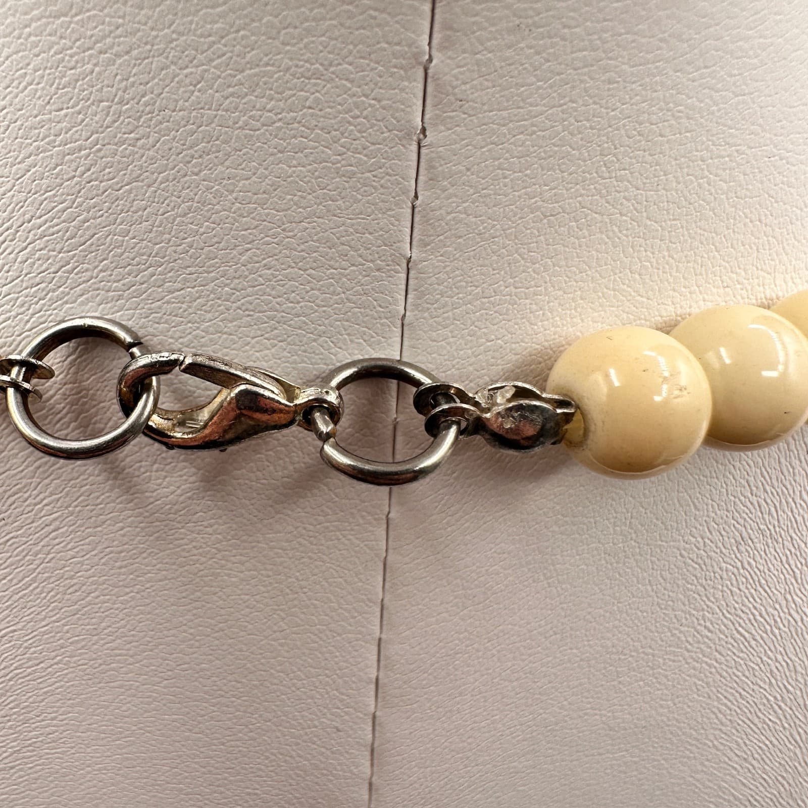 Vintage 90s Multi-Strand Necklace Paper Beads Cream Cross Religious Boho Jewelry - Thumbnail 11