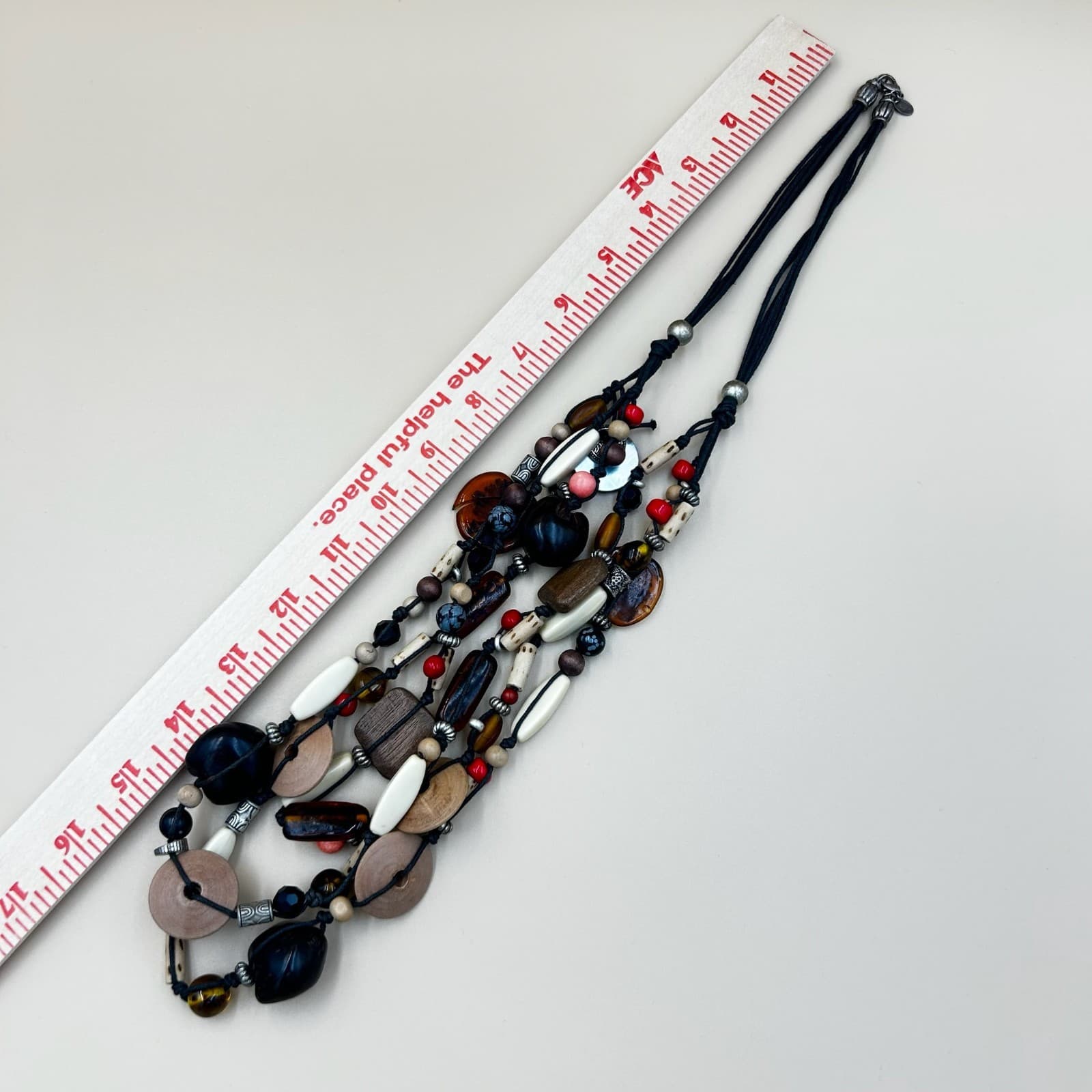 Vintage Multi Strand Art Venetian Glass Mix Colored Boho Style Beaded Necklace - Thumbnail 11