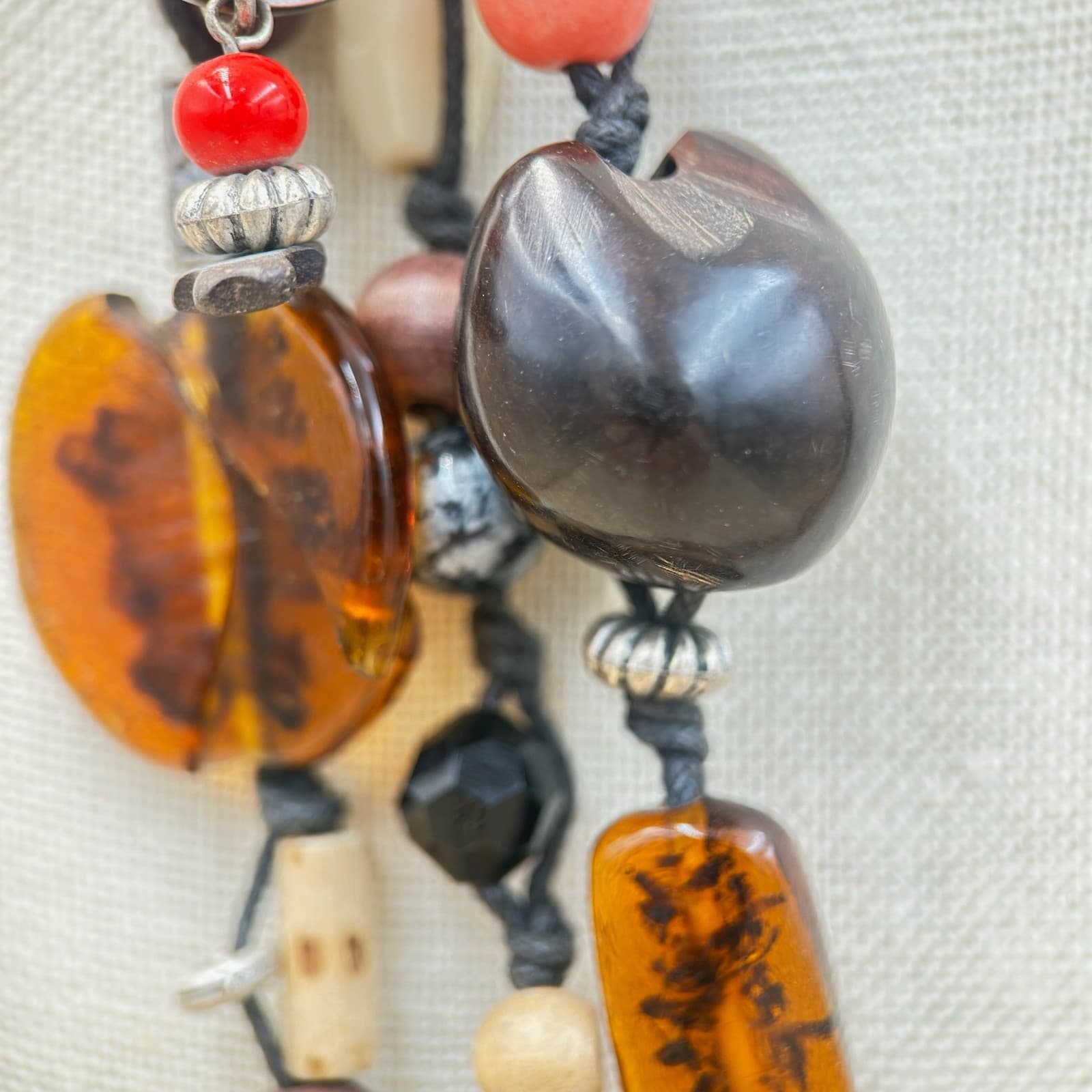 Vintage Multi Strand Art Venetian Glass Mix Colored Boho Style Beaded Necklace - Thumbnail 7