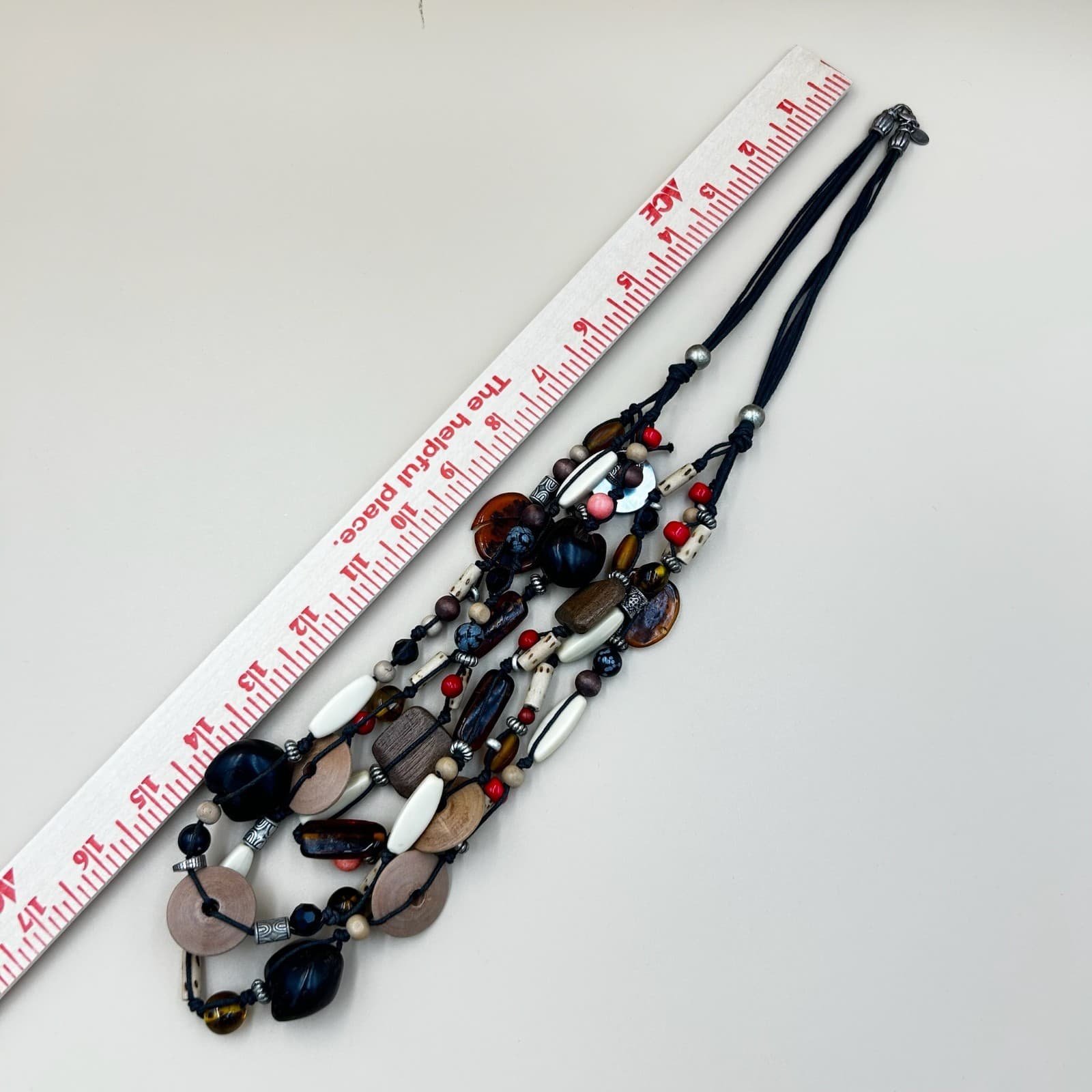 Vintage Multi Strand Art Venetian Glass Mix Colored Boho Style Beaded Necklace - Thumbnail 12