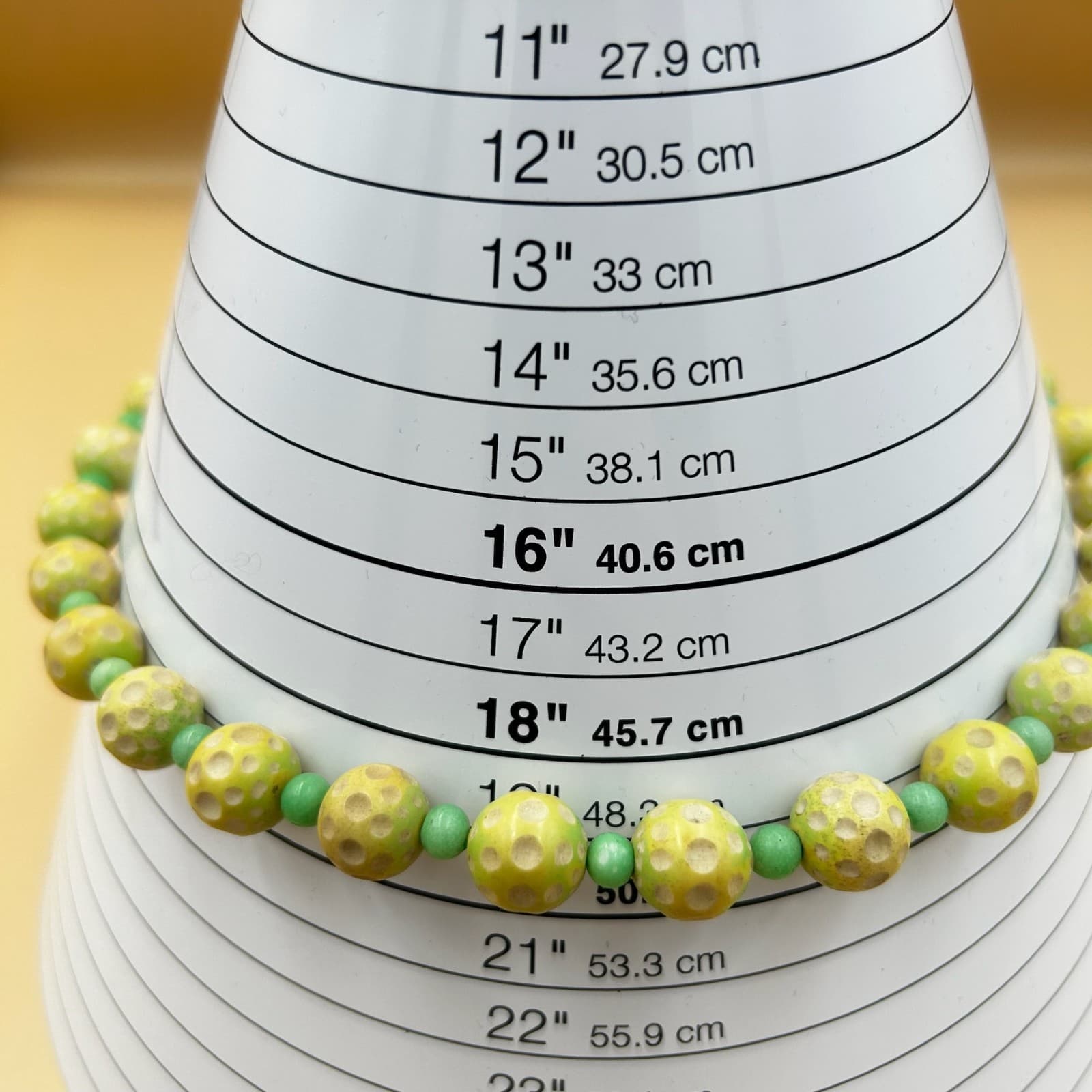 Vintage Green Polka Dot Beaded Necklace Retro Statement Fashion Jewelry 38'' - Thumbnail 9