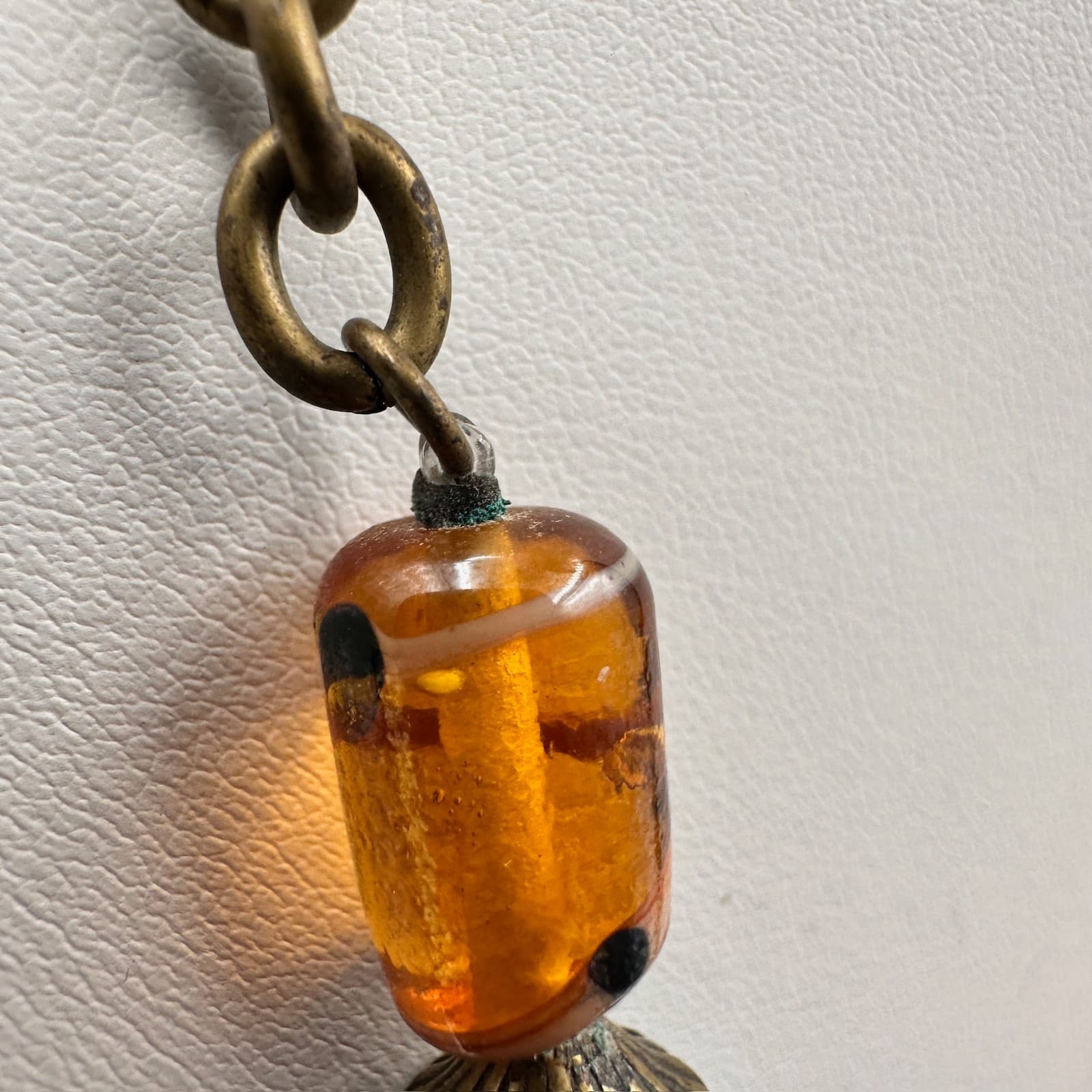 Vintage 80s Bohemian Statement Necklace Large Bronze & Turquoise Beads Jewelry - Thumbnail 6