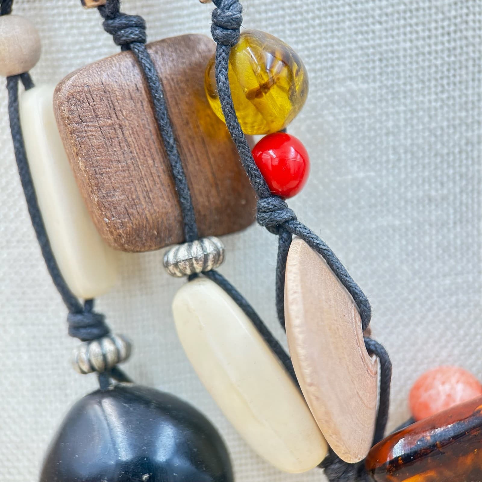 Vintage Multi Strand Art Venetian Glass Mix Colored Boho Style Beaded Necklace - Thumbnail 5