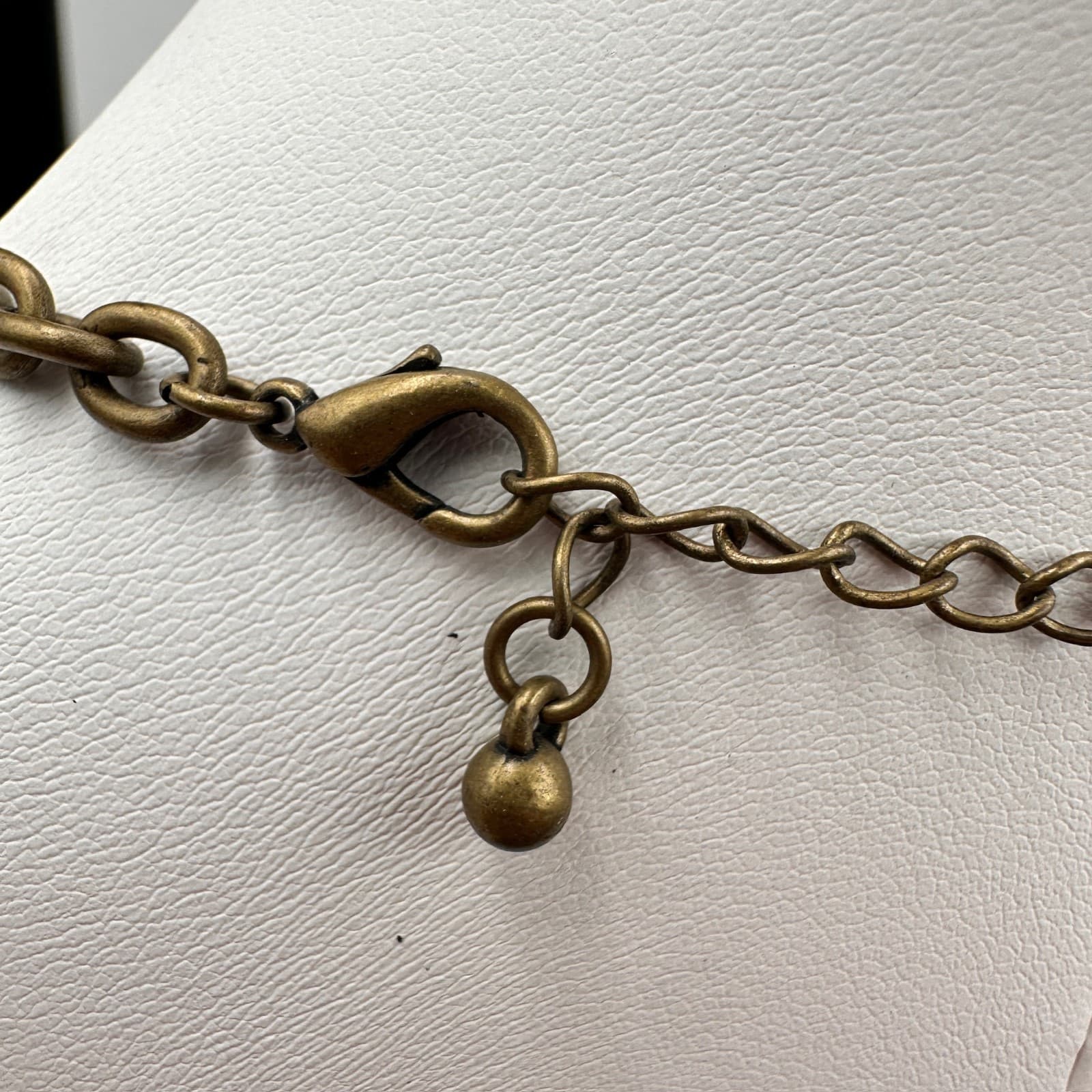 Vintage 80s Bohemian Statement Necklace Large Bronze & Turquoise Beads Jewelry - Thumbnail 11