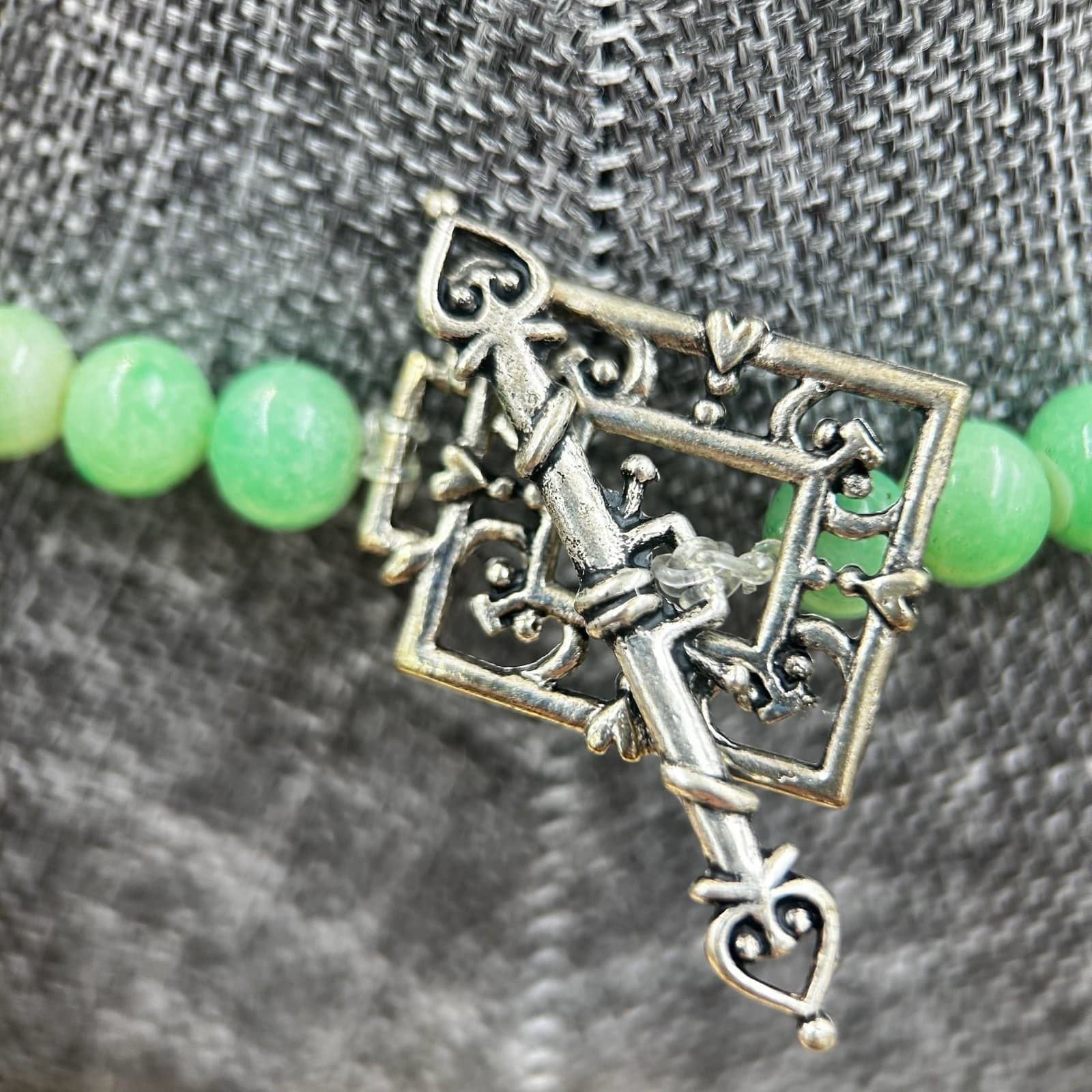 Vintage Green Polka Dot Beaded Necklace Retro Statement Fashion Jewelry 38'' - Thumbnail 8