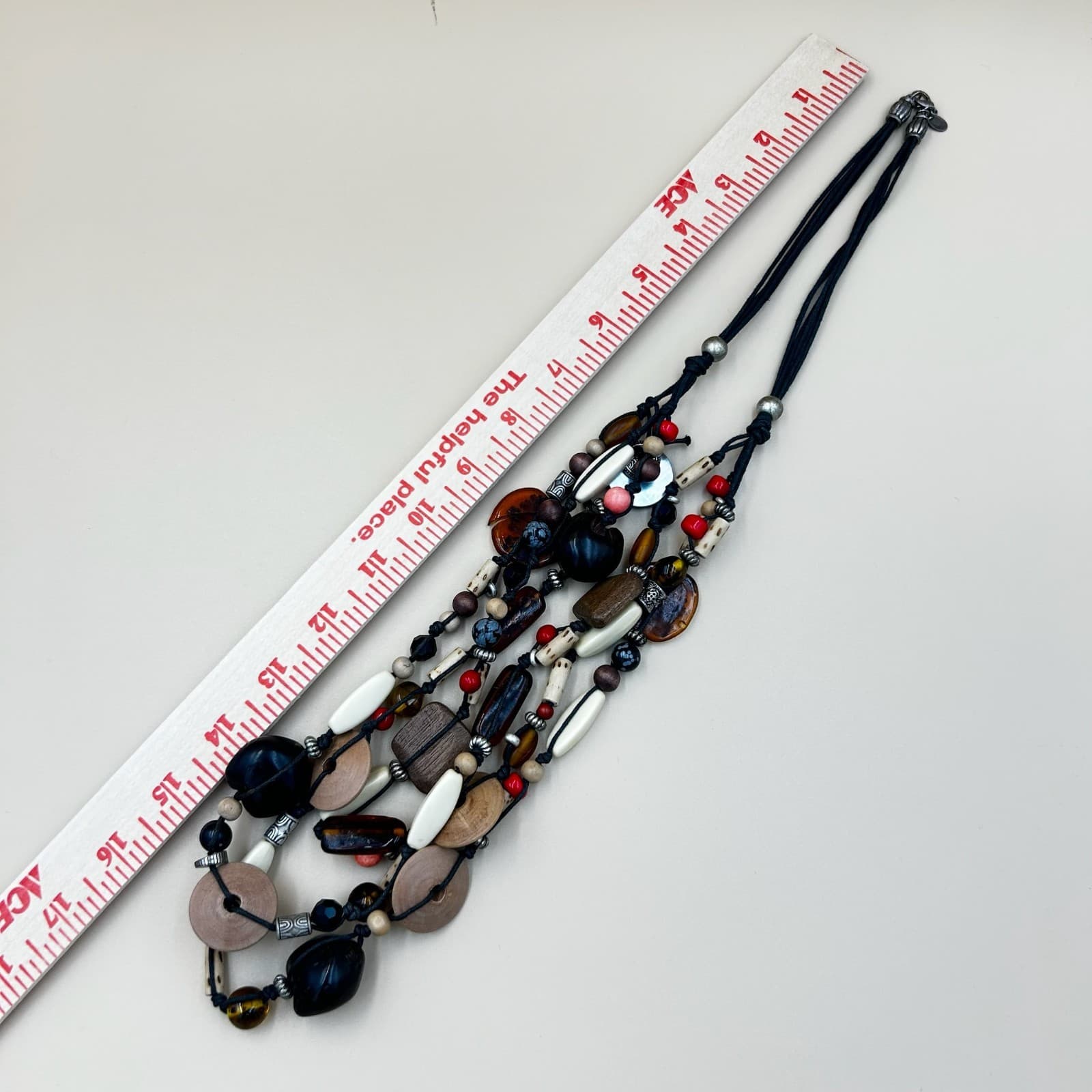 Vintage Multi Strand Art Venetian Glass Mix Colored Boho Style Beaded Necklace - Thumbnail 13