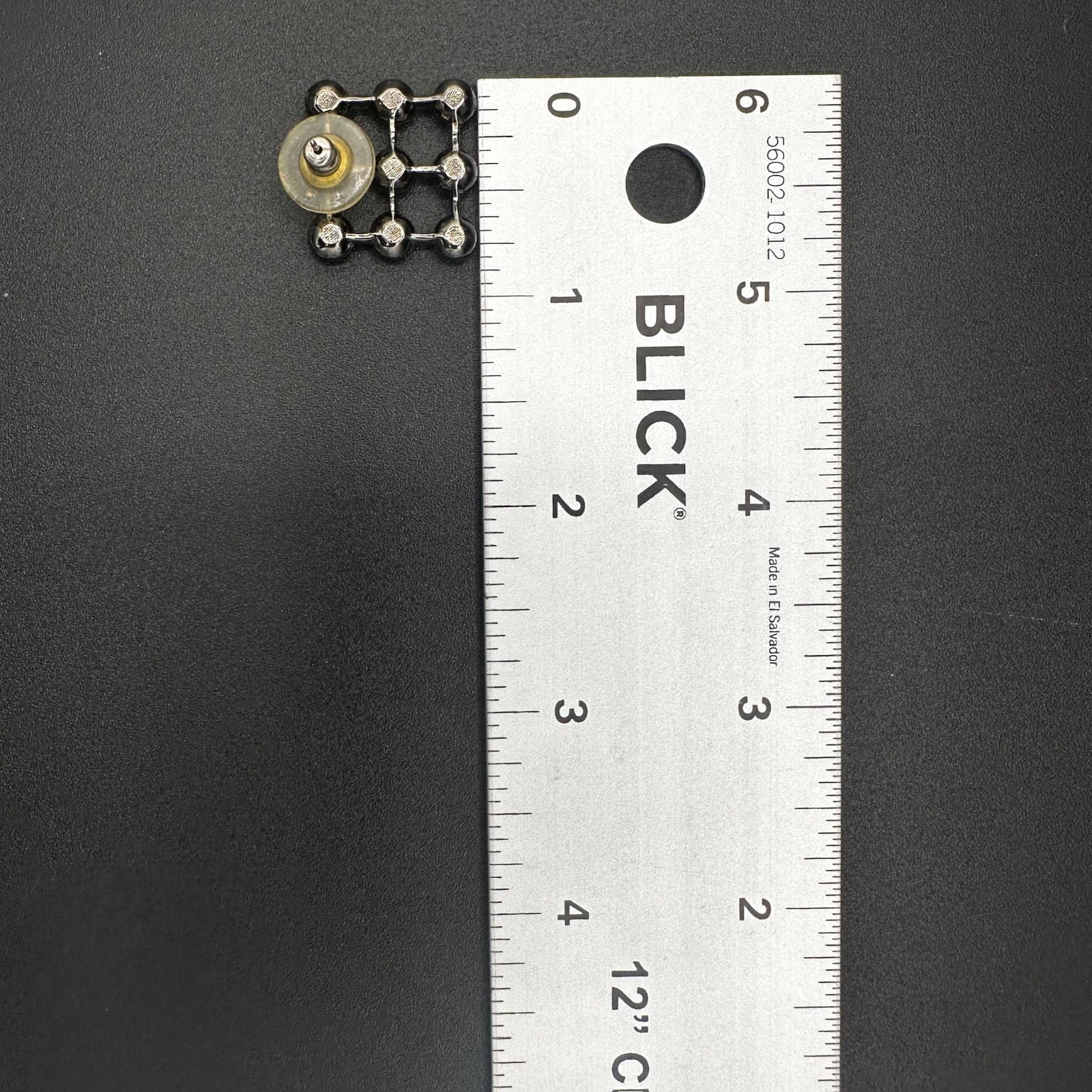 Vintage Black Rhinestone Square Shape Stud Earrings Retro Y2K Chunky 90s 2000s - Thumbnail 4