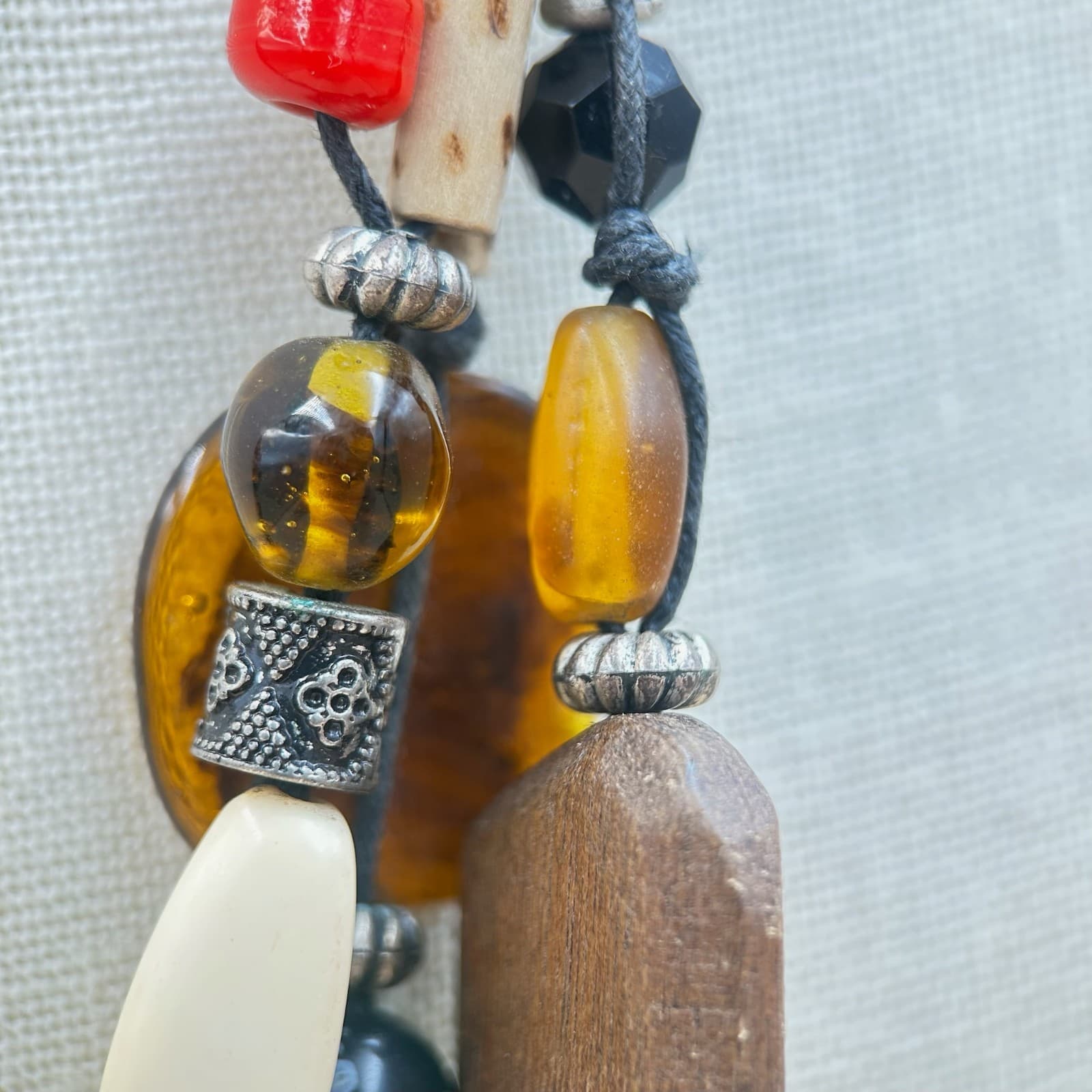 Vintage Multi Strand Art Venetian Glass Mix Colored Boho Style Beaded Necklace - Thumbnail 8