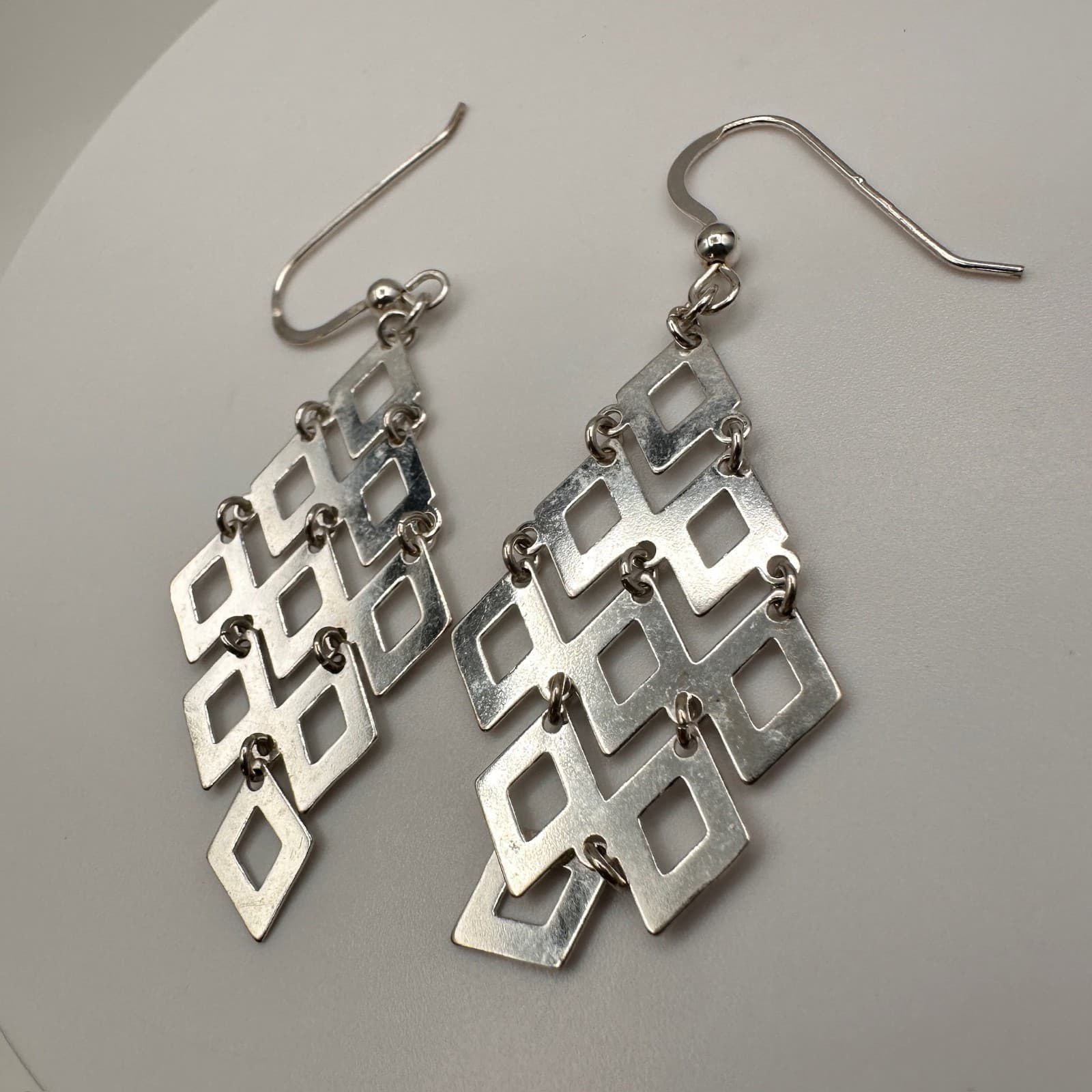 Vintage 90s Silver Tone Statement Chandelier & Floral Post Earrings Lot Jewelry - Thumbnail 21